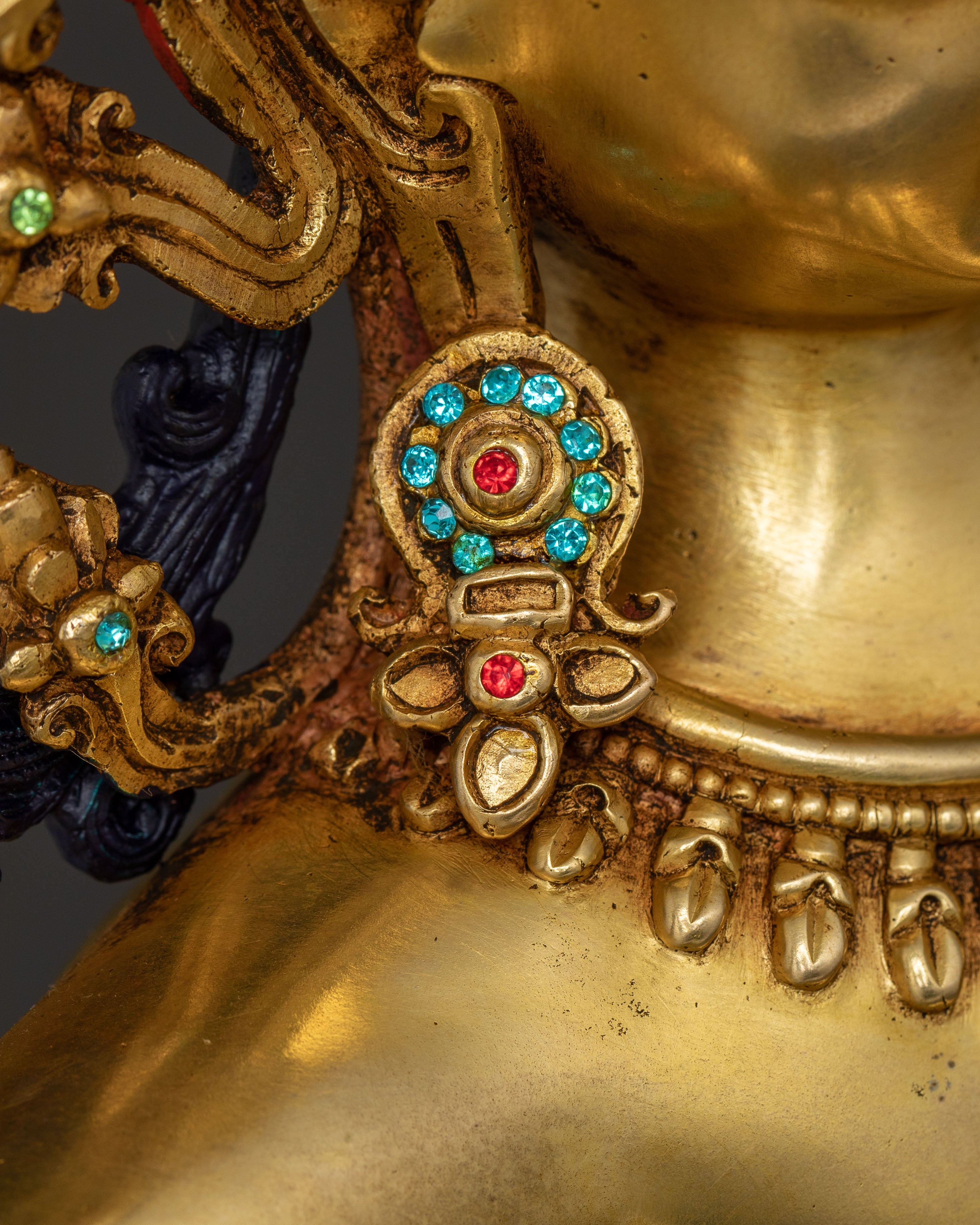 24k Gold Gilded Maha Manjushri Statue – Exquisite Himalayan Art