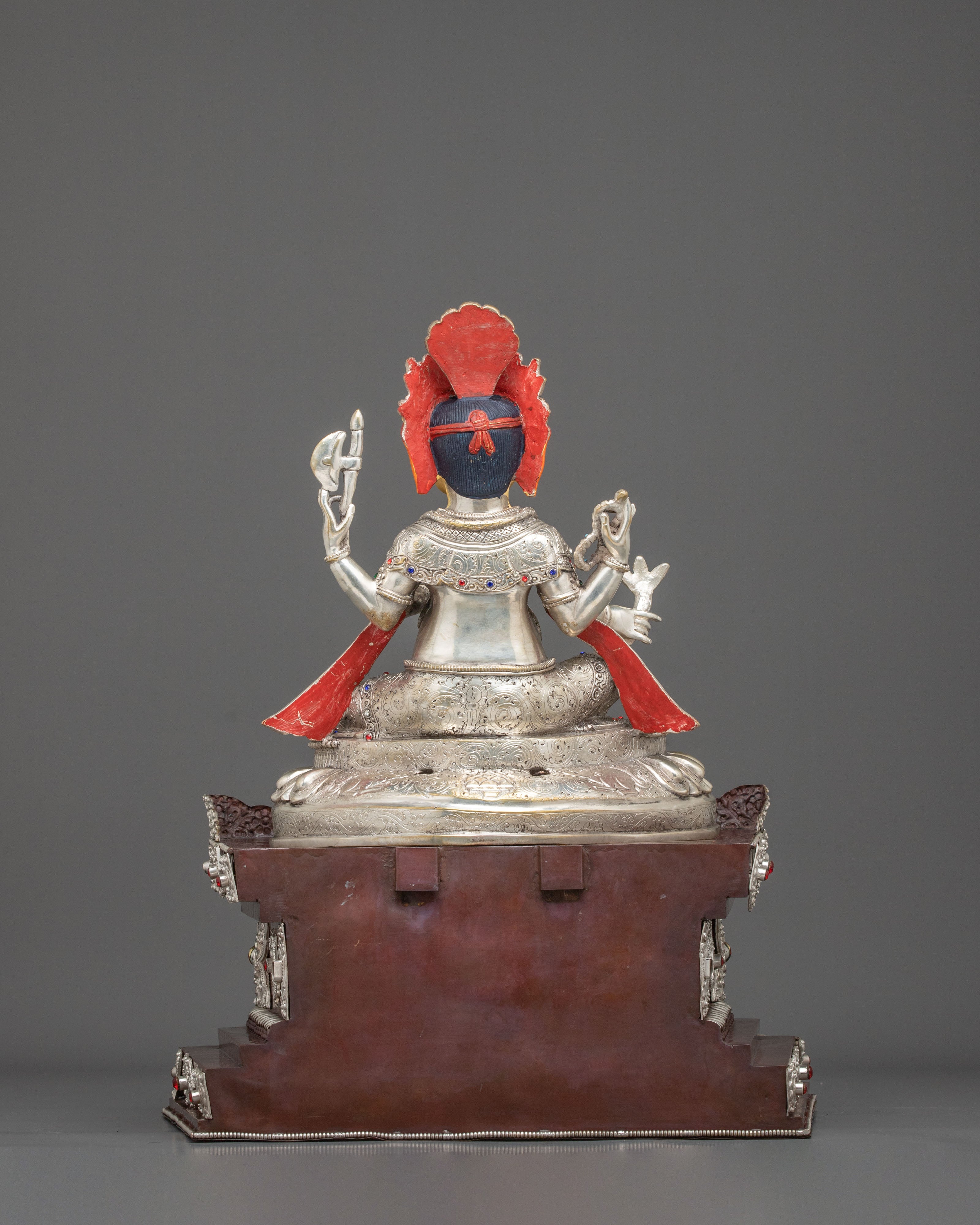 God Ganesh Statue on Throne | Silver Plated Divine Figurine