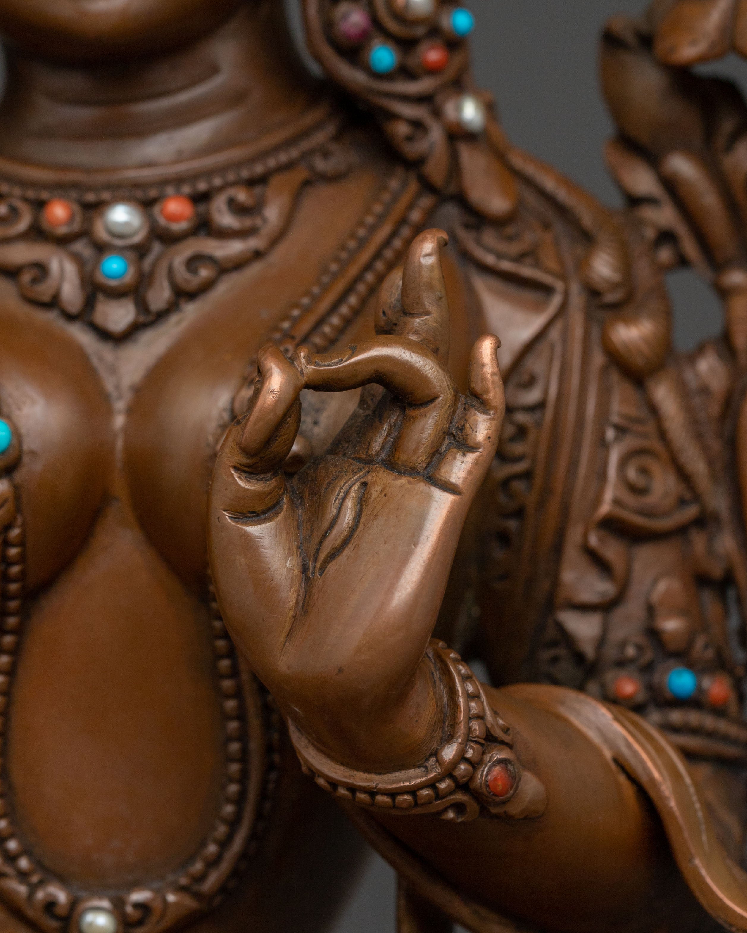 Sita Tara "White Tara" Statue | Oxidized Copper Goddess Figurine