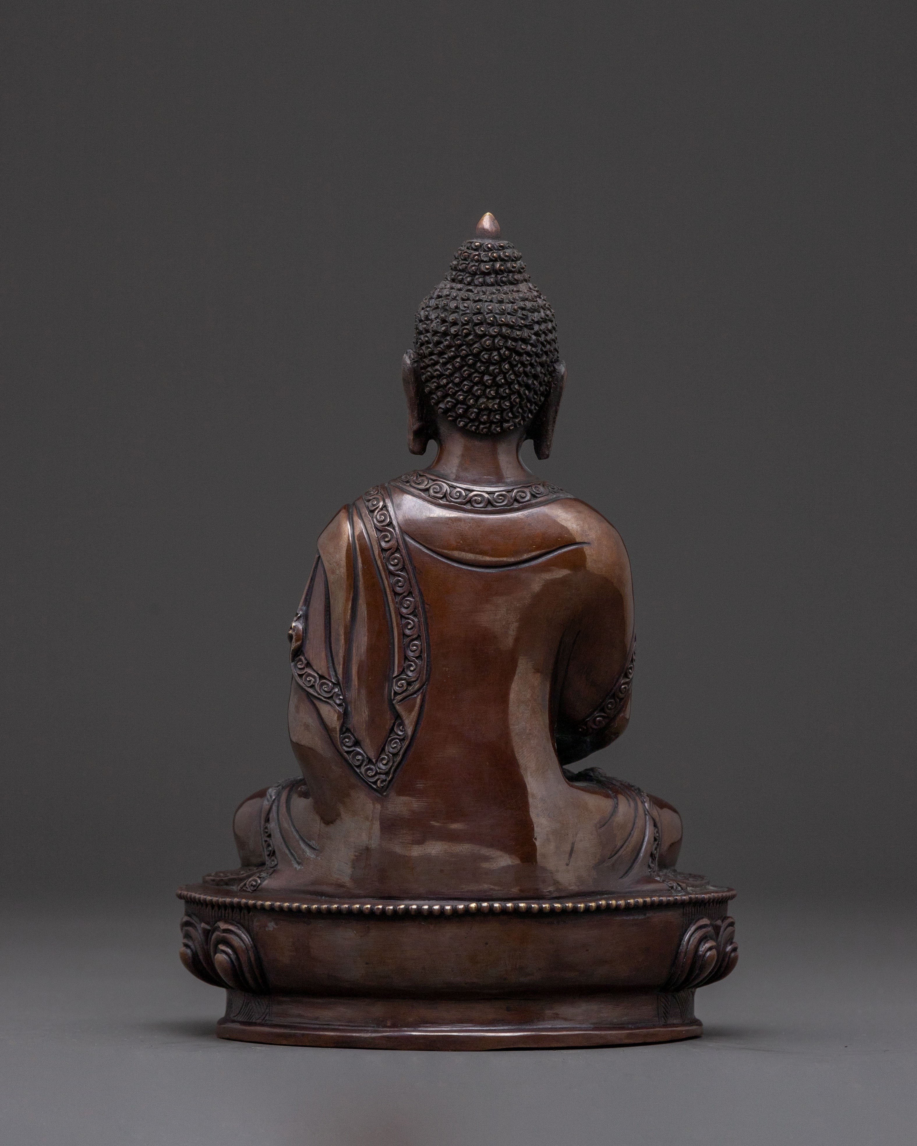 Amitabha Buddha: Handcrafted Golden Statue in Oxidized Copper