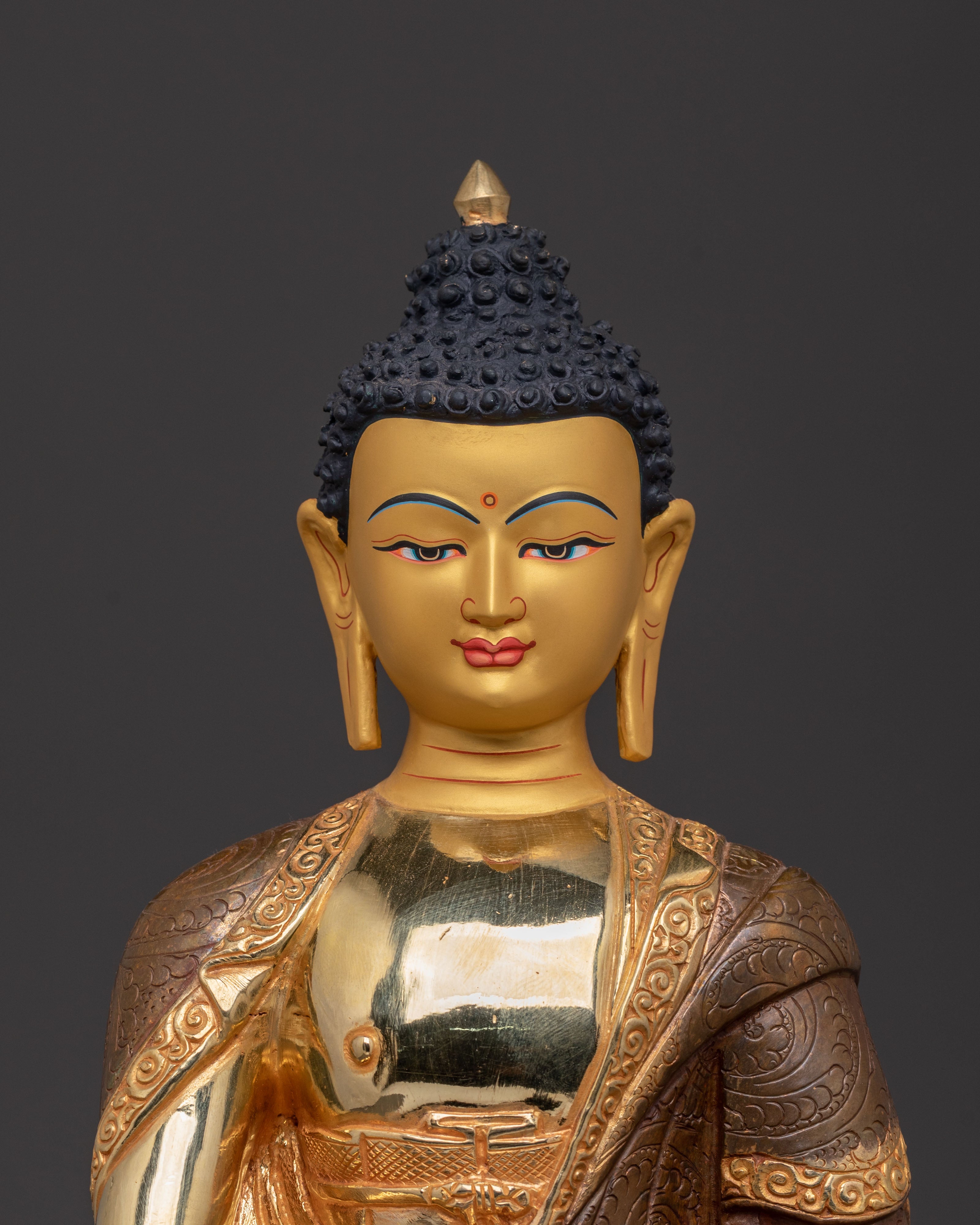Shakyamuni Buddha Statue in Serene 24k Gold