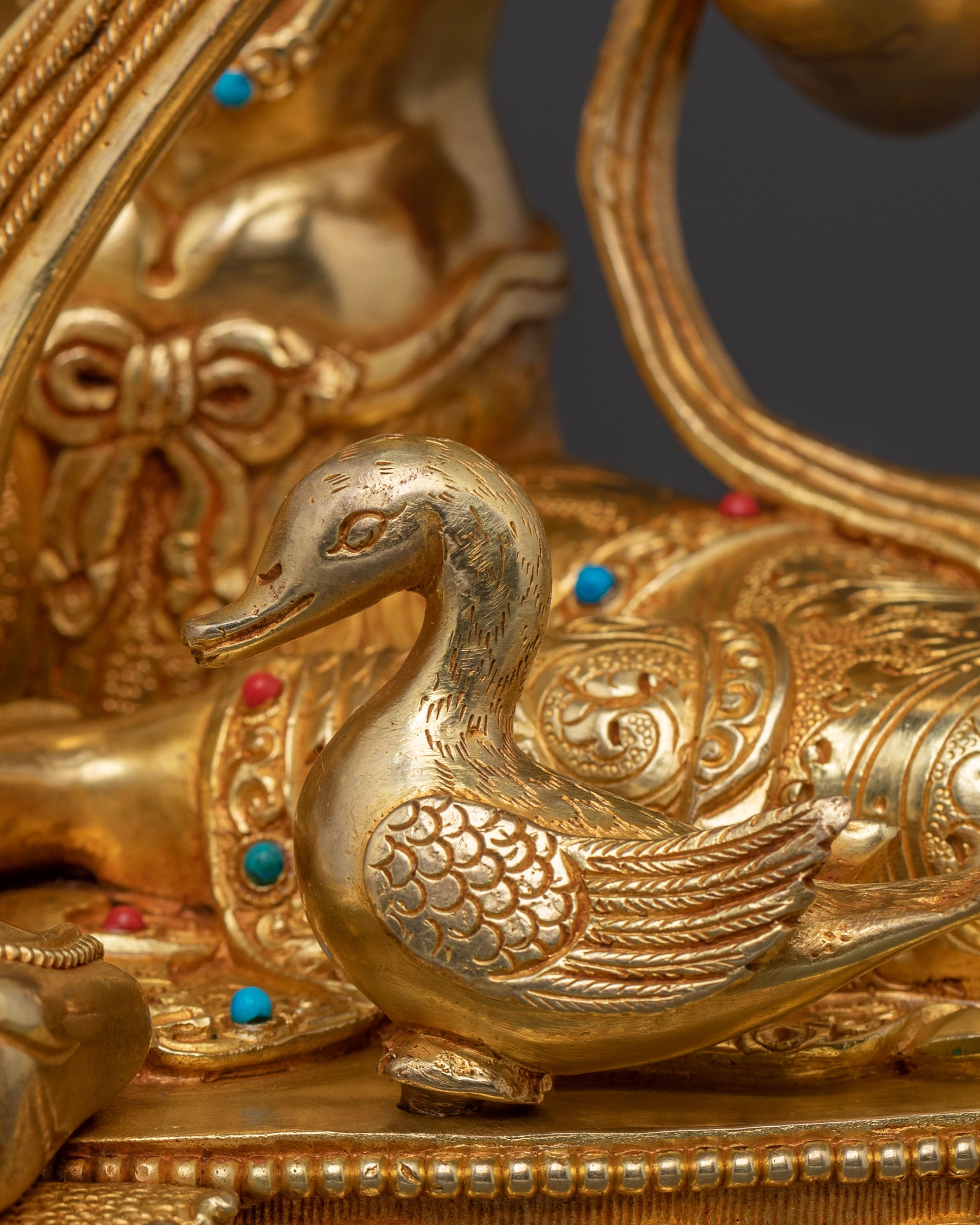 Goddess Saraswati Golden Statue | Knowledge Figure