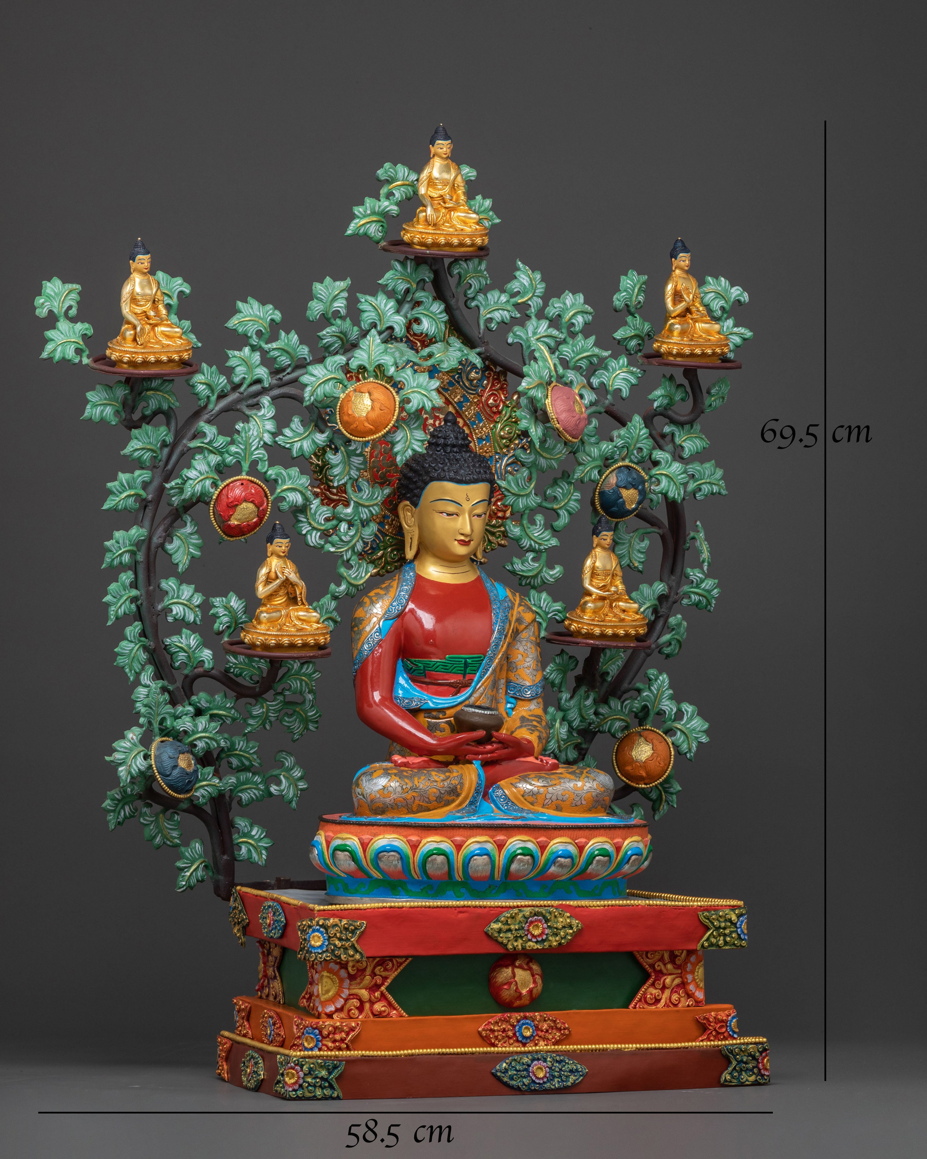 Amitabha Buddha On Throne | Radiant 24K Gold Glided