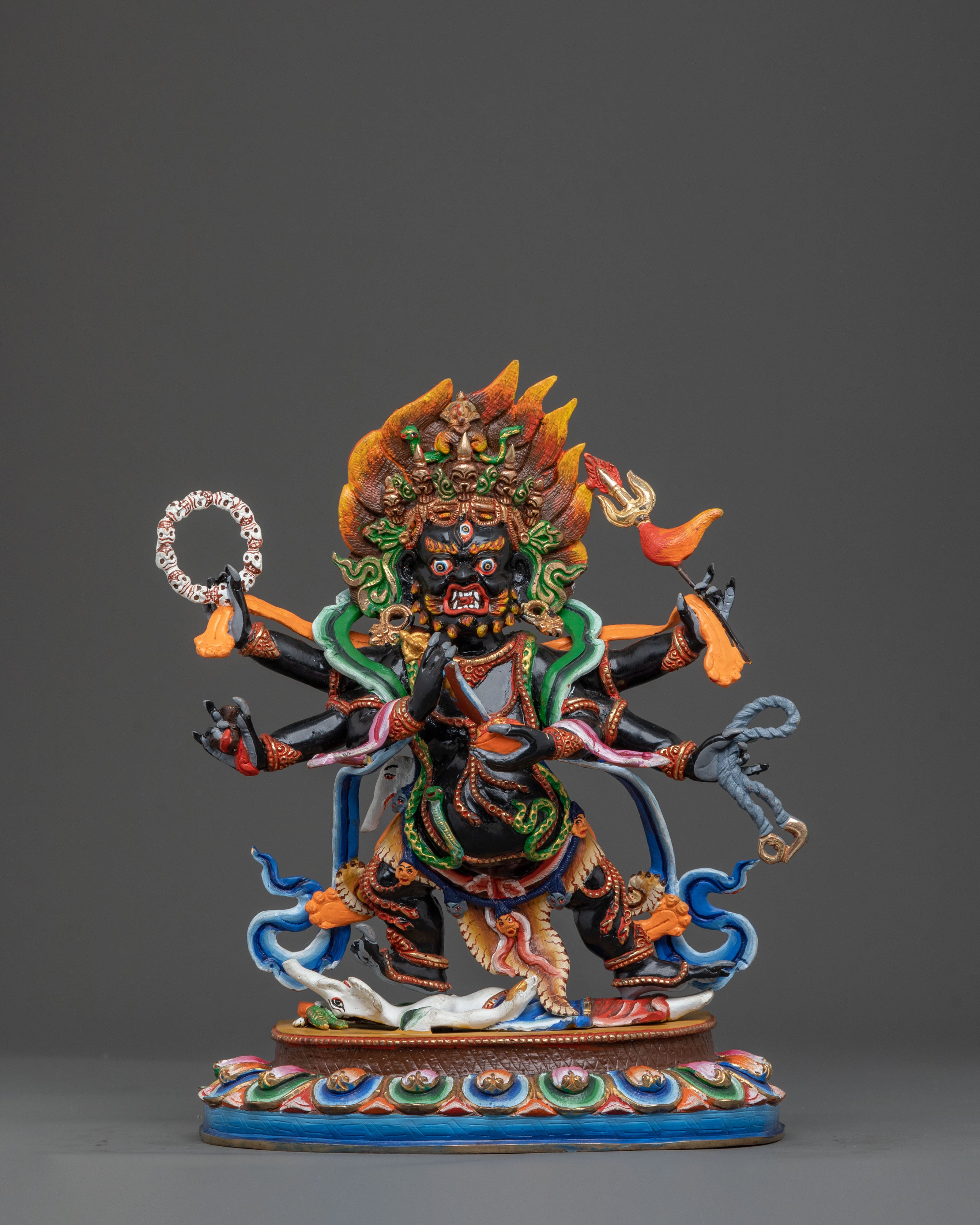 Six-Armed Mahakala Statue | 24K Gold Gilded Protector