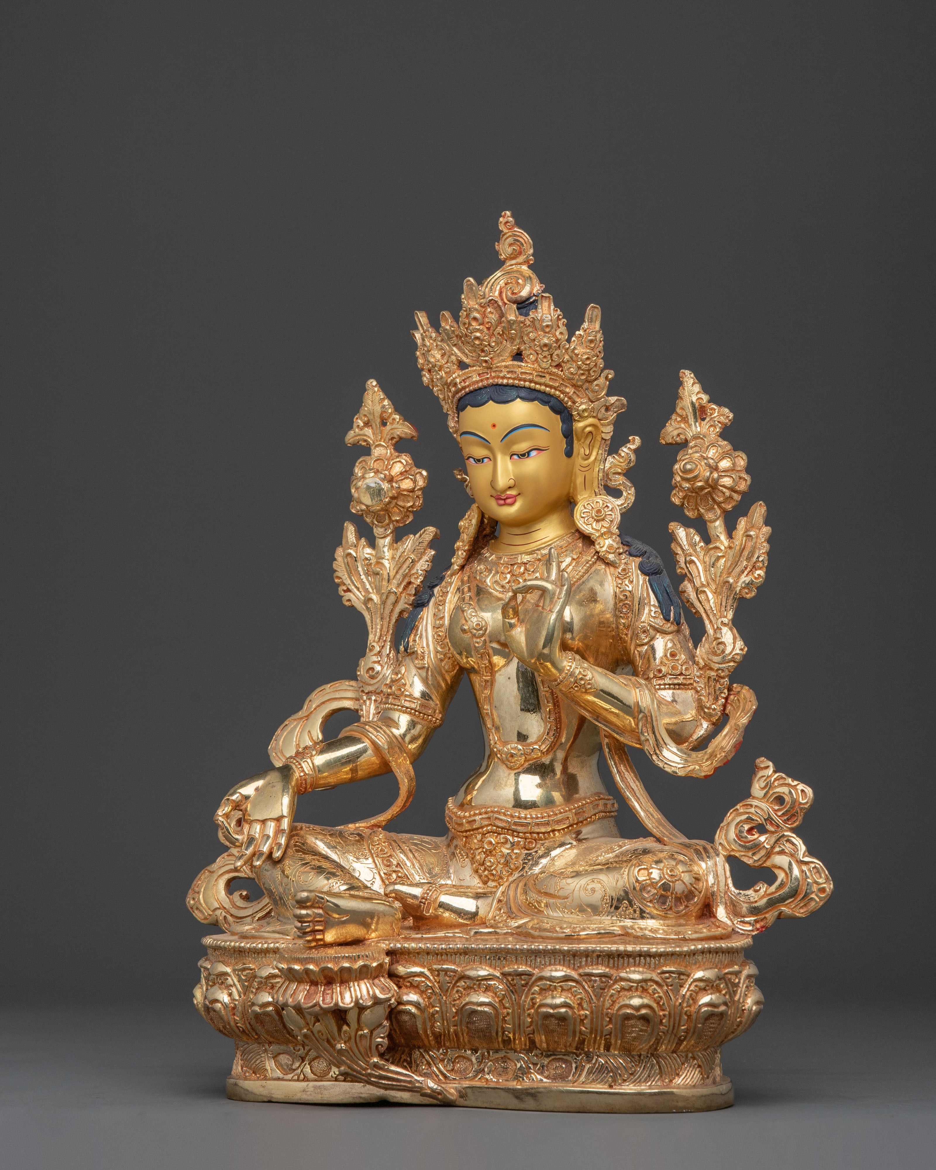 Mother Green Tara | 24K Gold Gilded Sculpture
