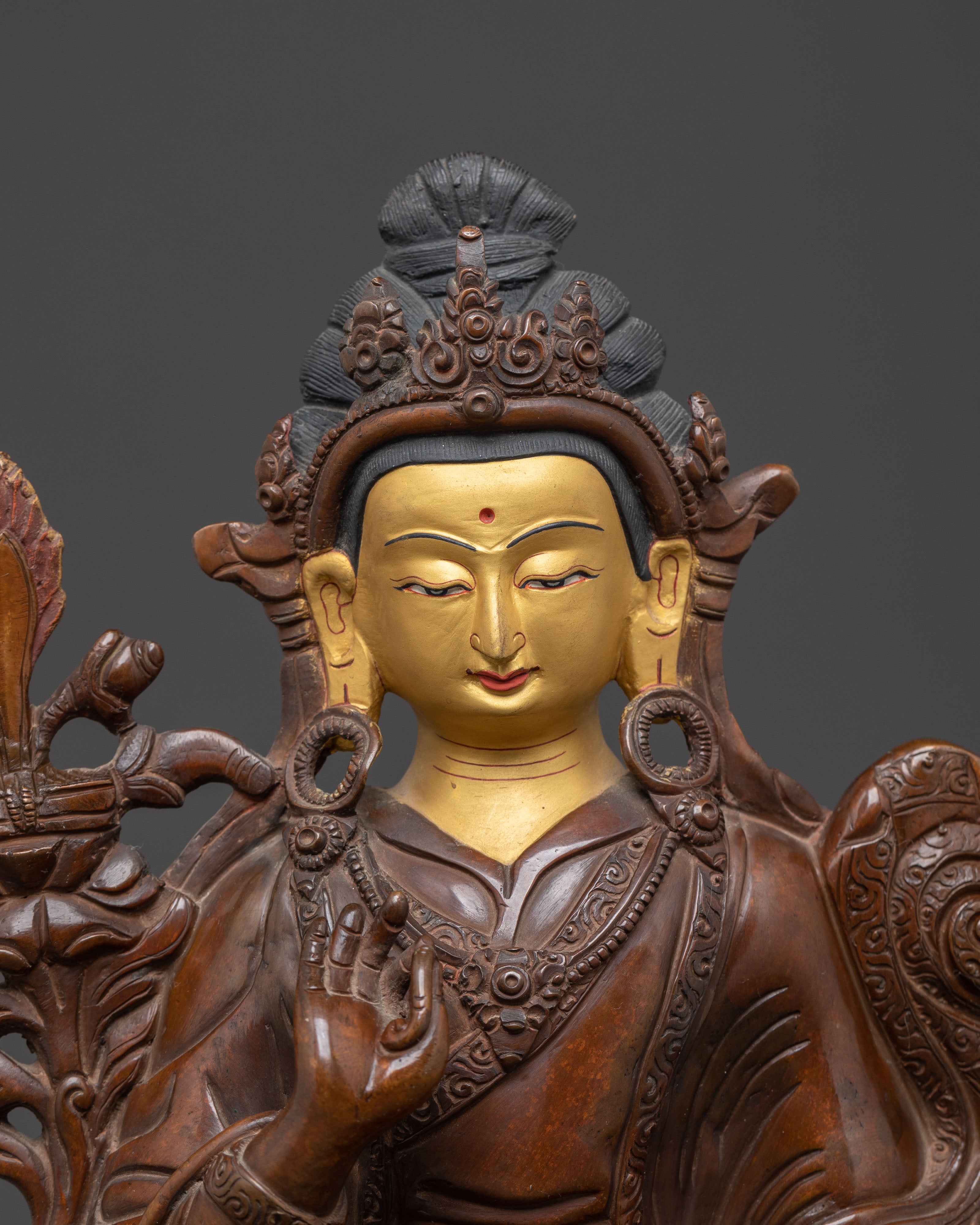 Tibetan Bodhisattva Statue – Oxidized Copper Masterpiece