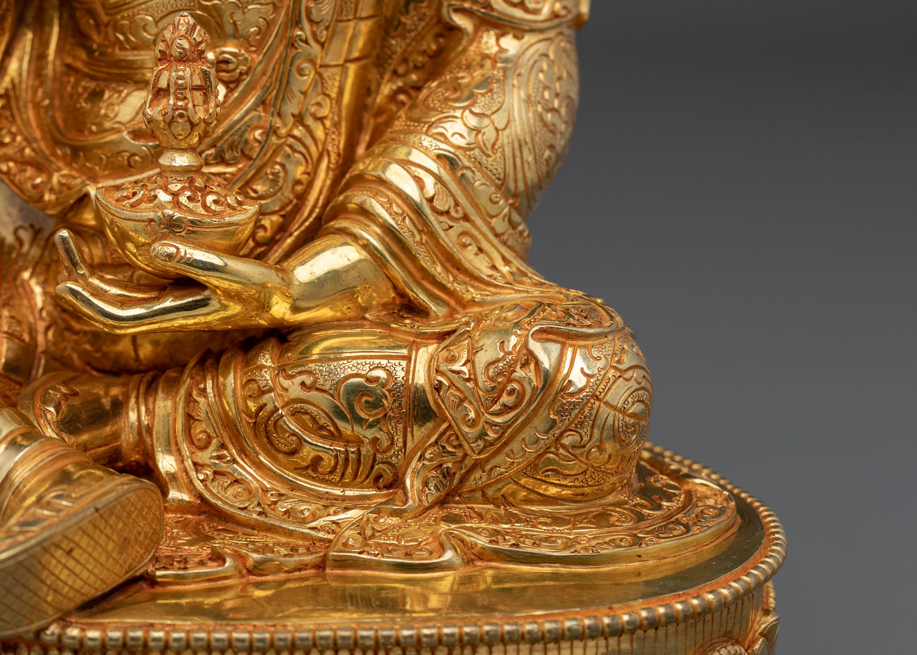 Guru Rinpoche Golden Statue Set | Buddhist Meditation Altar Decor