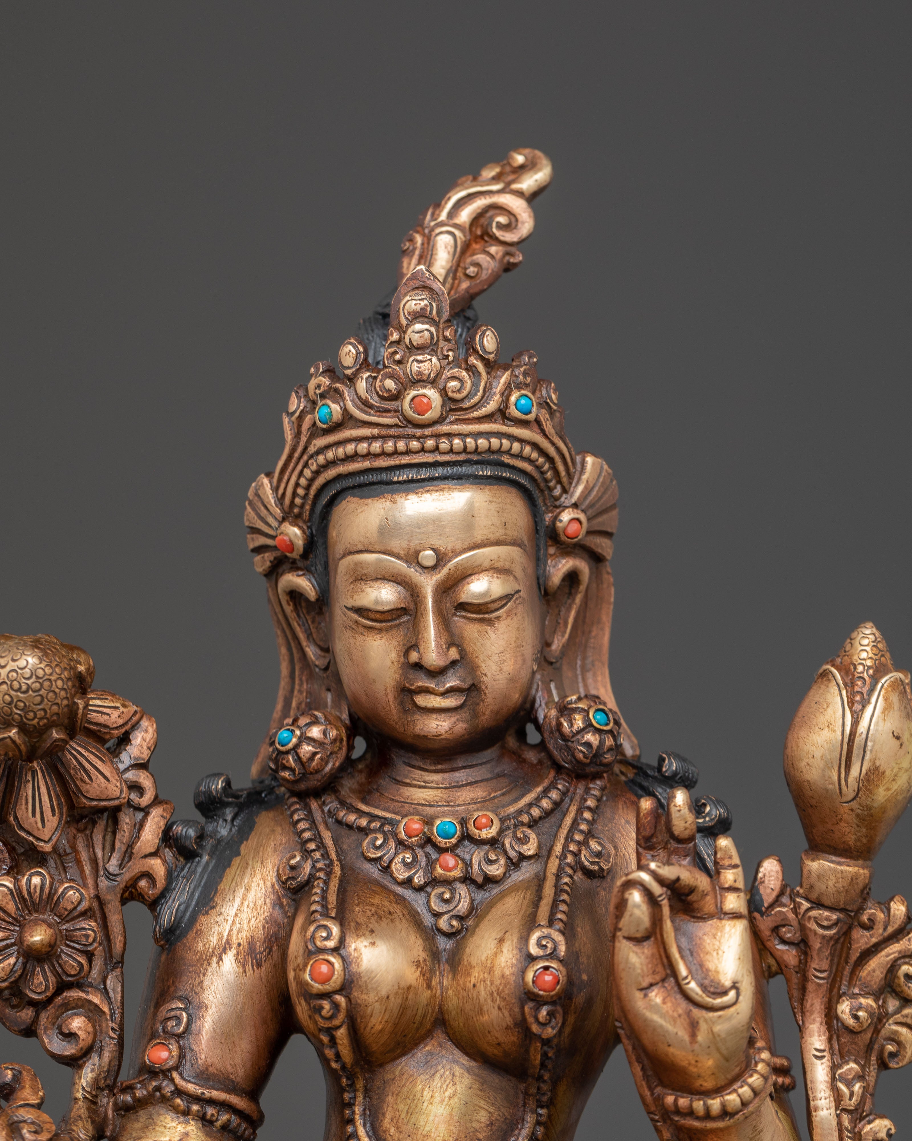 Oxidized Statue of Mother Green Tara | Traditional Tibetan Artwork