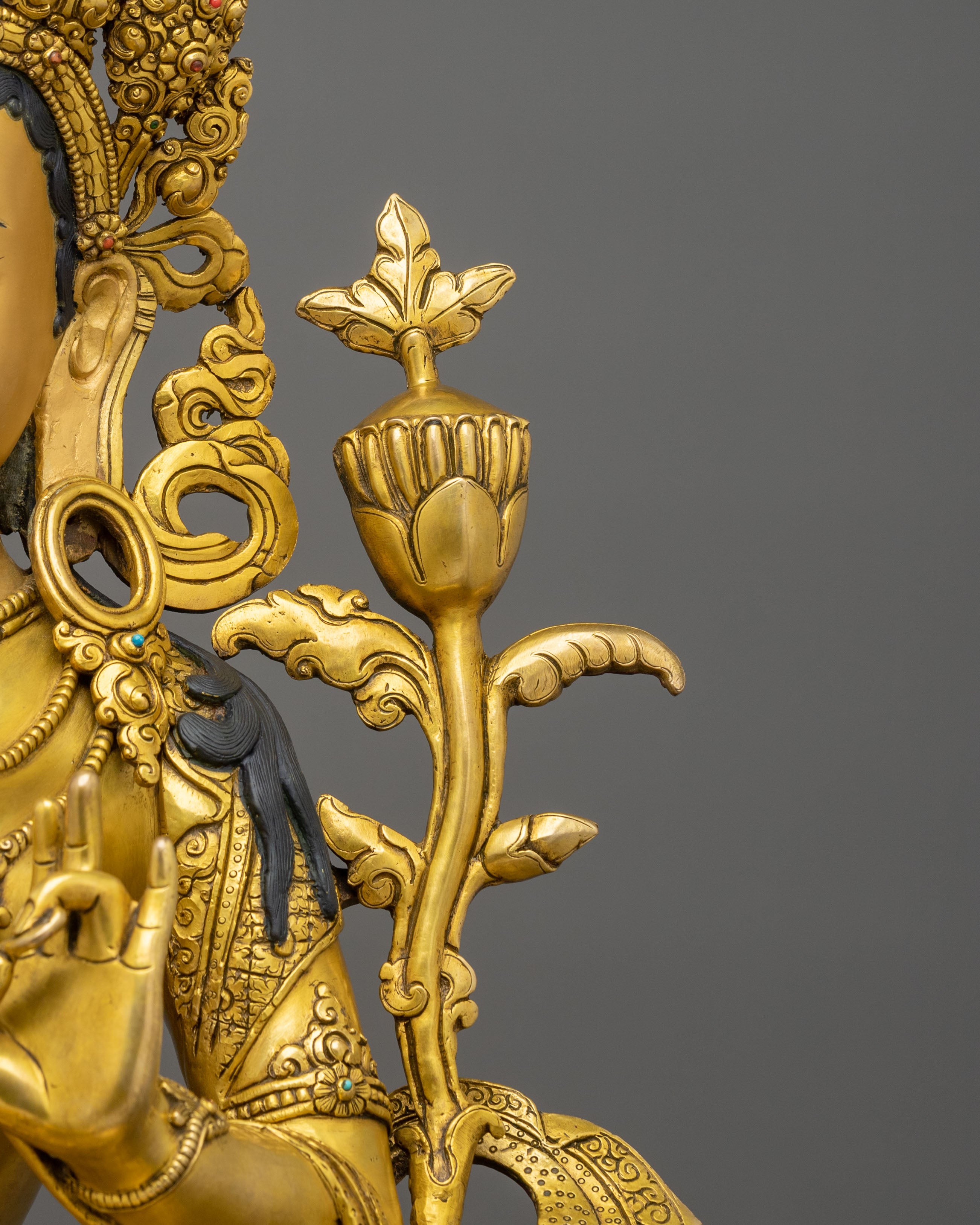 Guardian Green Tara Sacred Rupa | 24K Gold Gilded Copper Statue