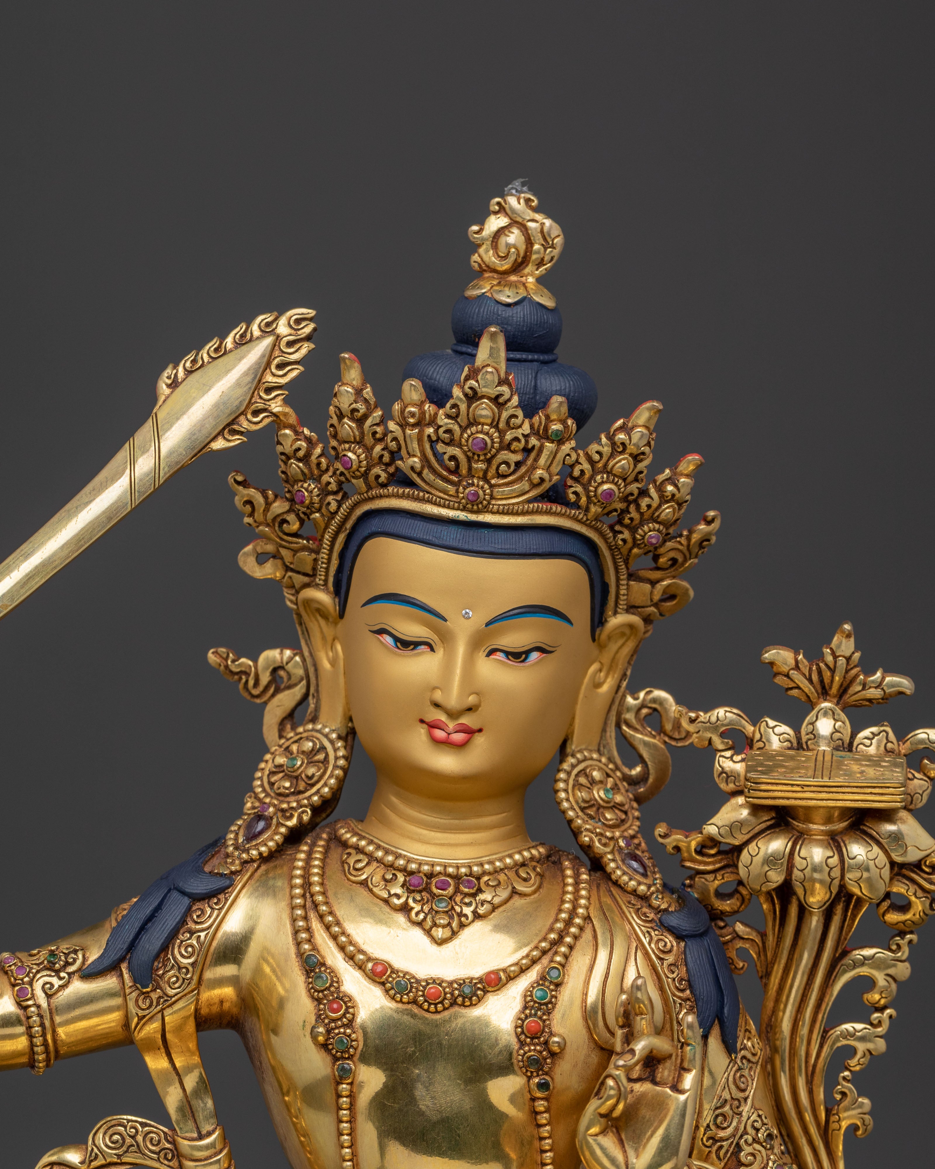 Manjushri Divine Statue | 24K Gold Gilded Figure