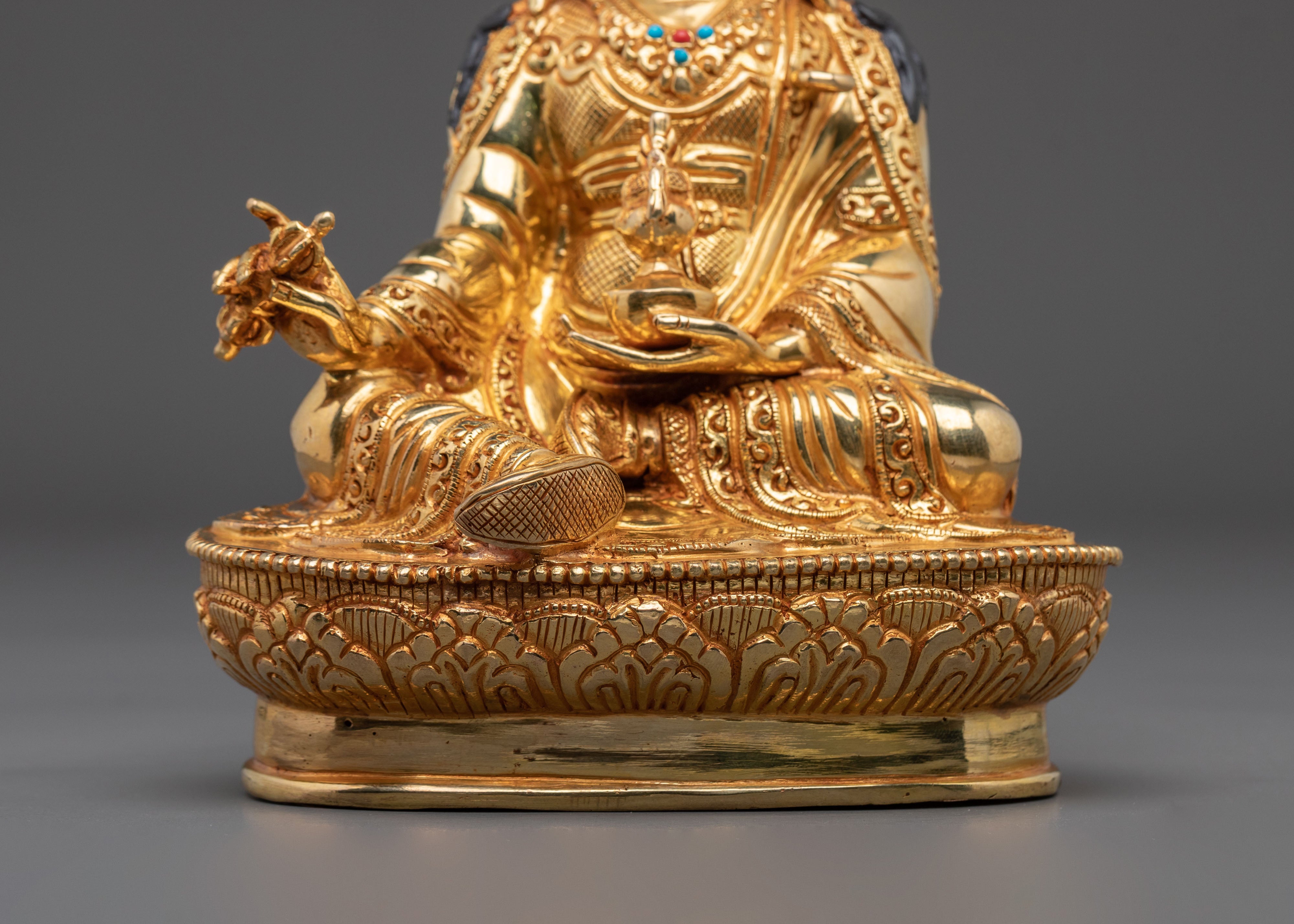 Guru Rinpoche Statue | 24K Gold Gilded Sculpture
