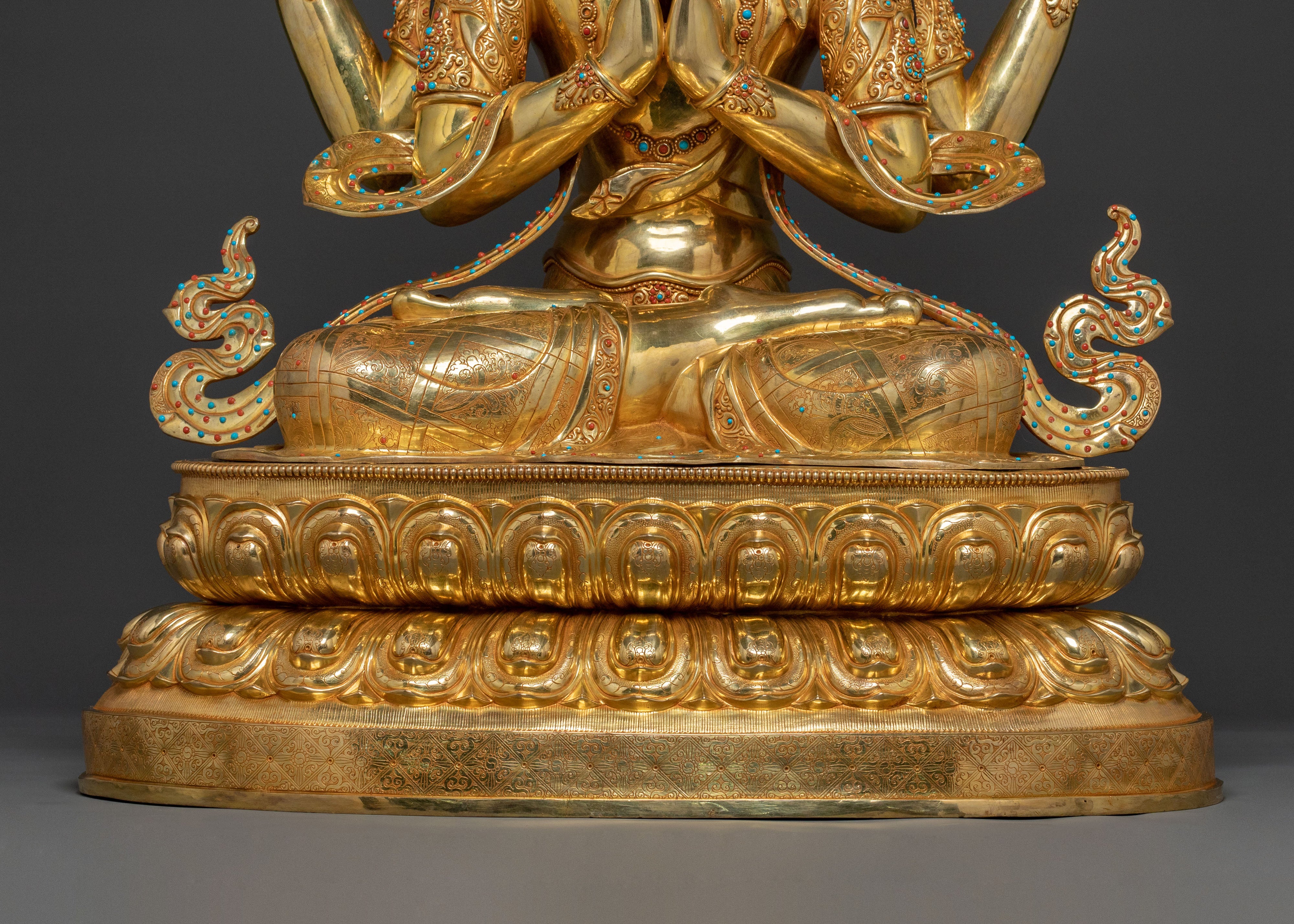Chenrezig Divine Statue | 24K Gold Gilded Copper Statue