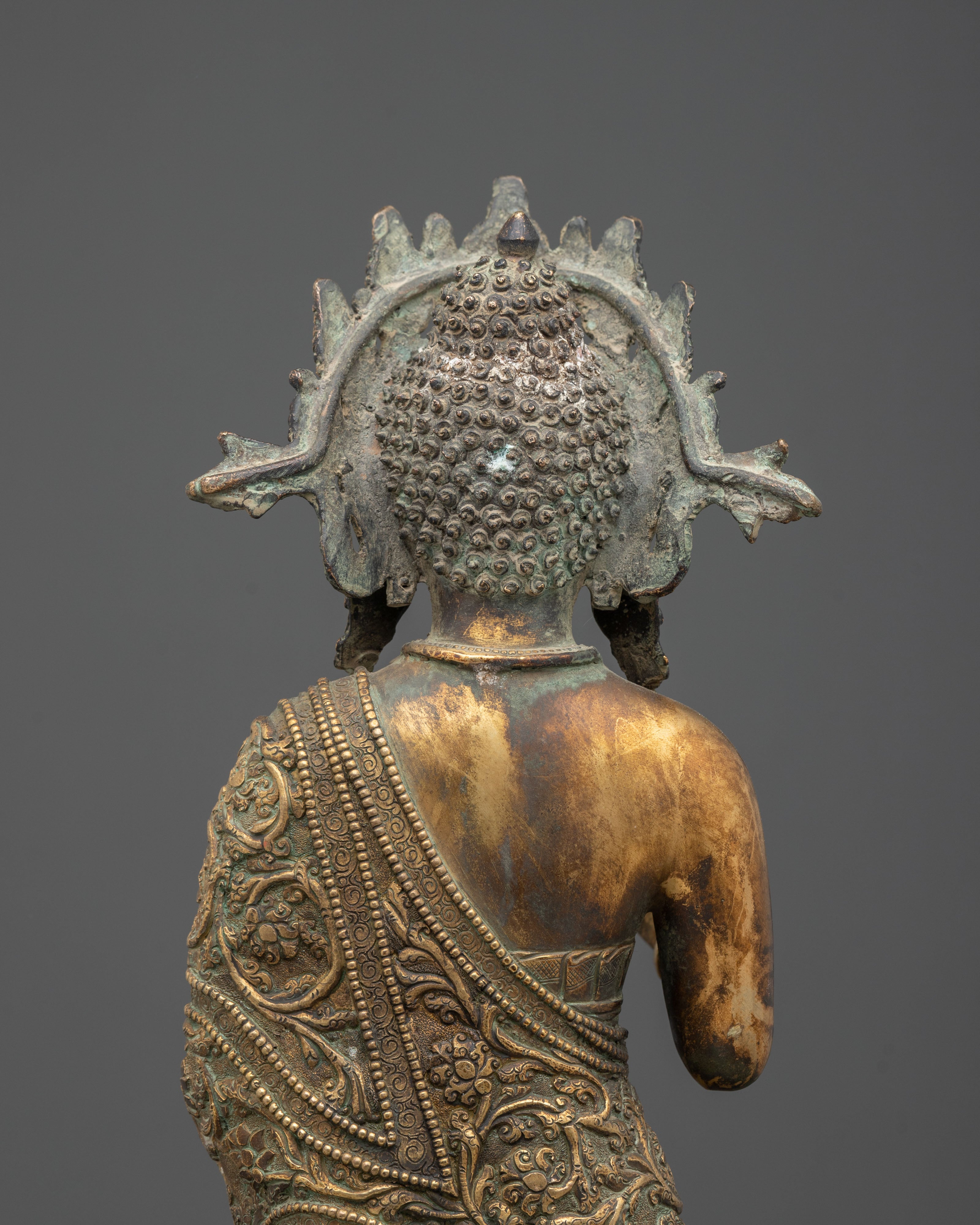 Dipankara Buddha Tibetan Statue | Antique Finish Copper Sculpture