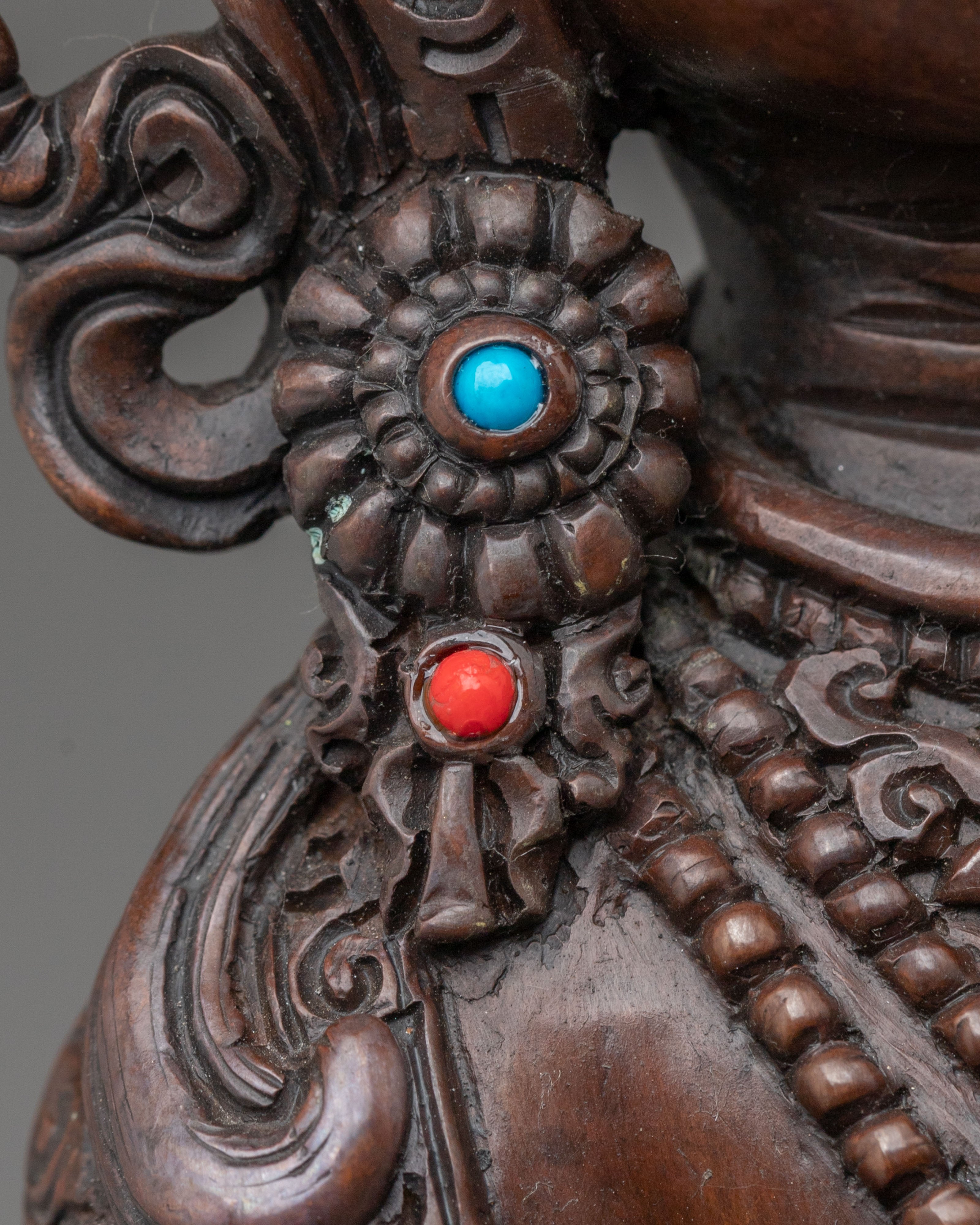 Vajrasattva Statue Adorned with Gemstones | Tibetan Buddhist Artwork