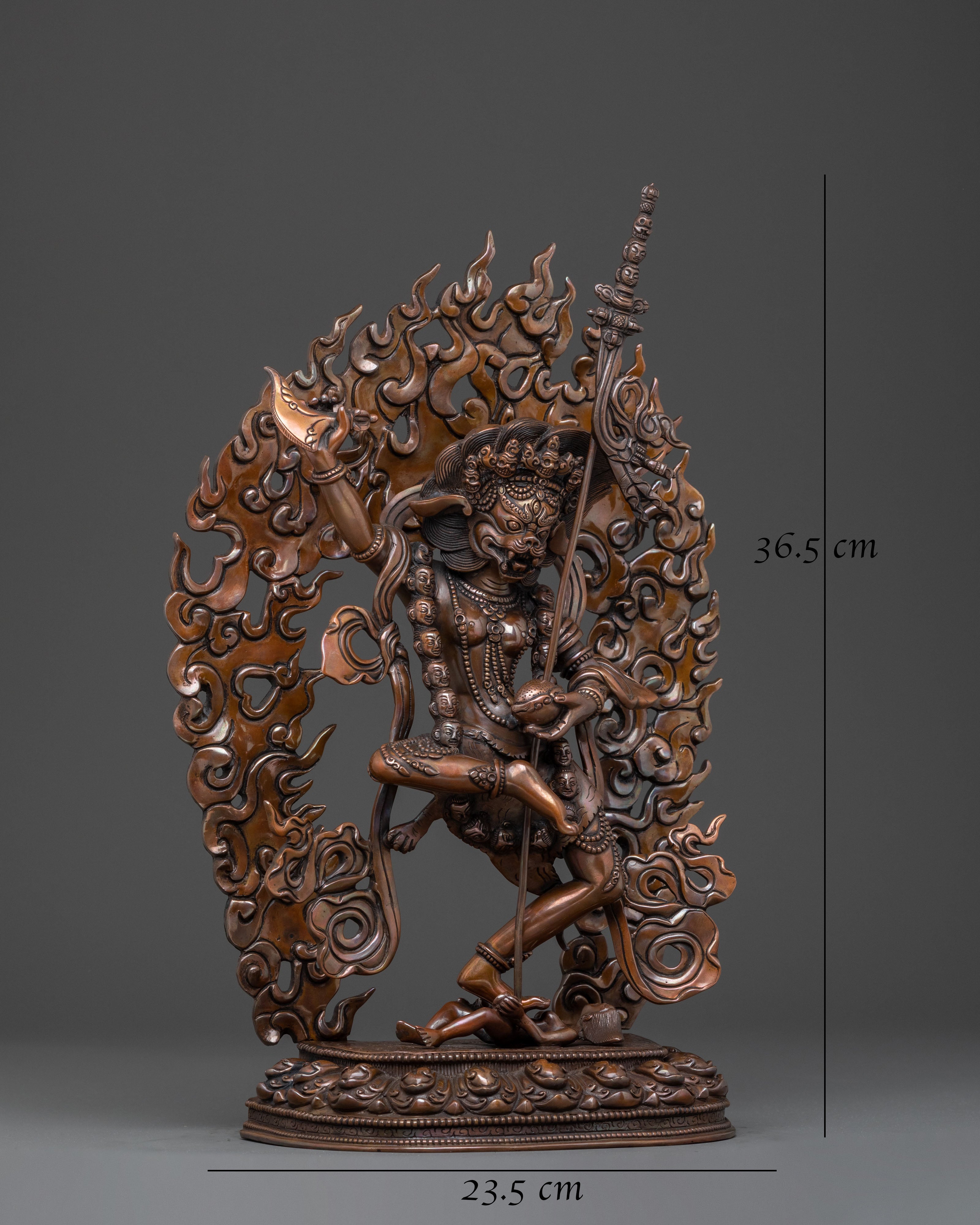 Simhamukha Oxidized Copper Statue: Divine Figurine