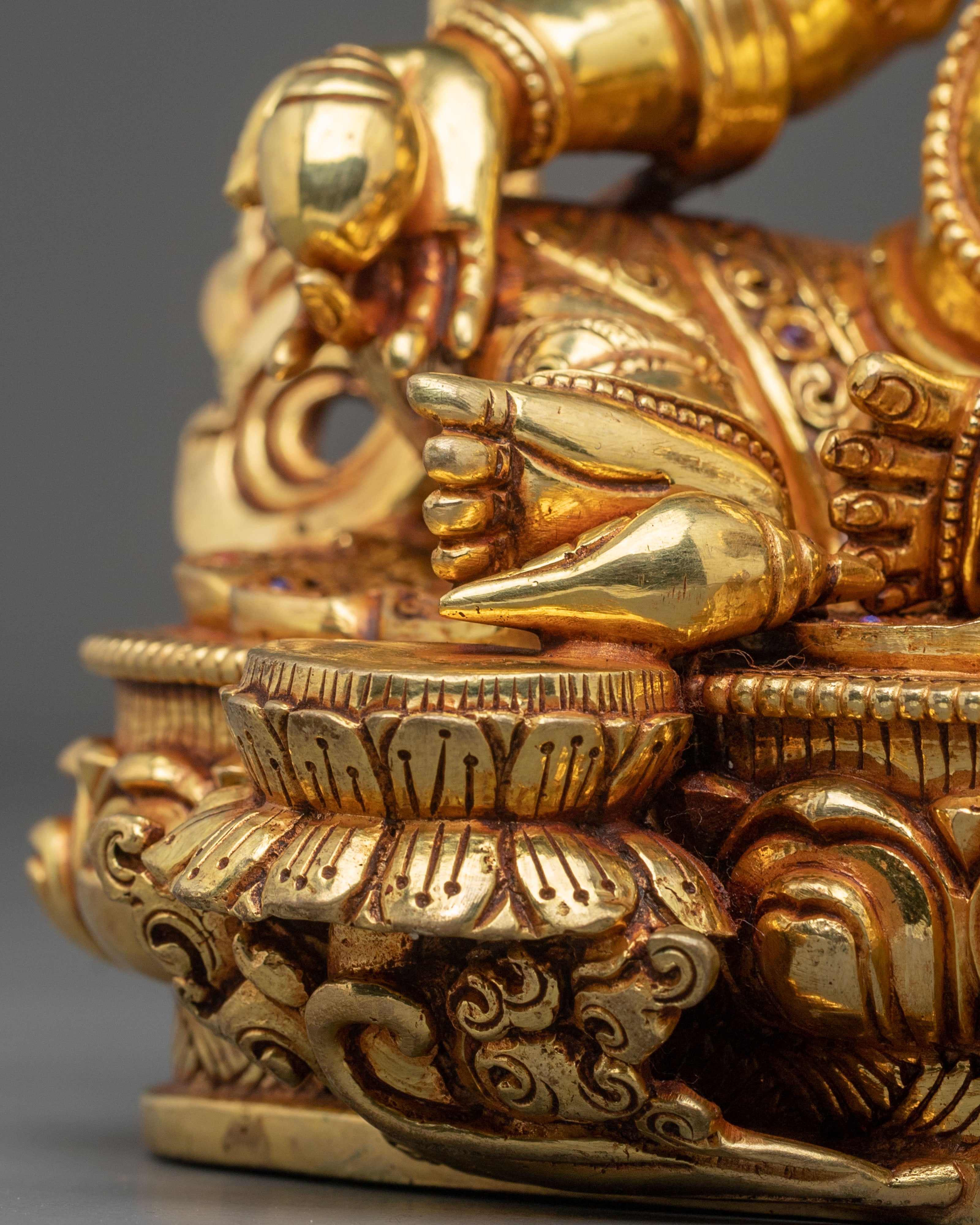 Dzambhala Wealth God Spiritual Statue | 24K Gold Gilded Copper Sculpture