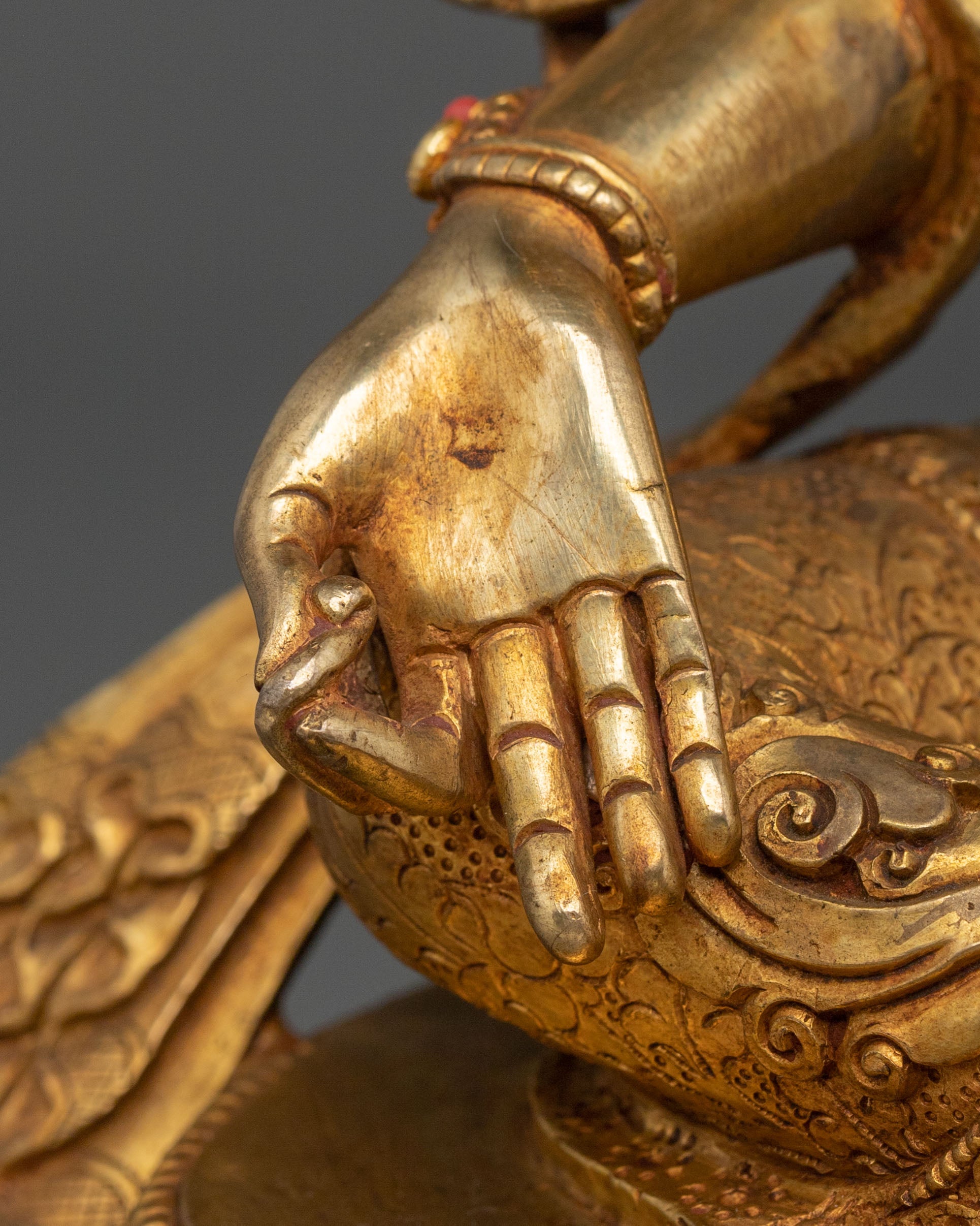 Green Tara Fire Gold Gilded Statue | Made in Nepal