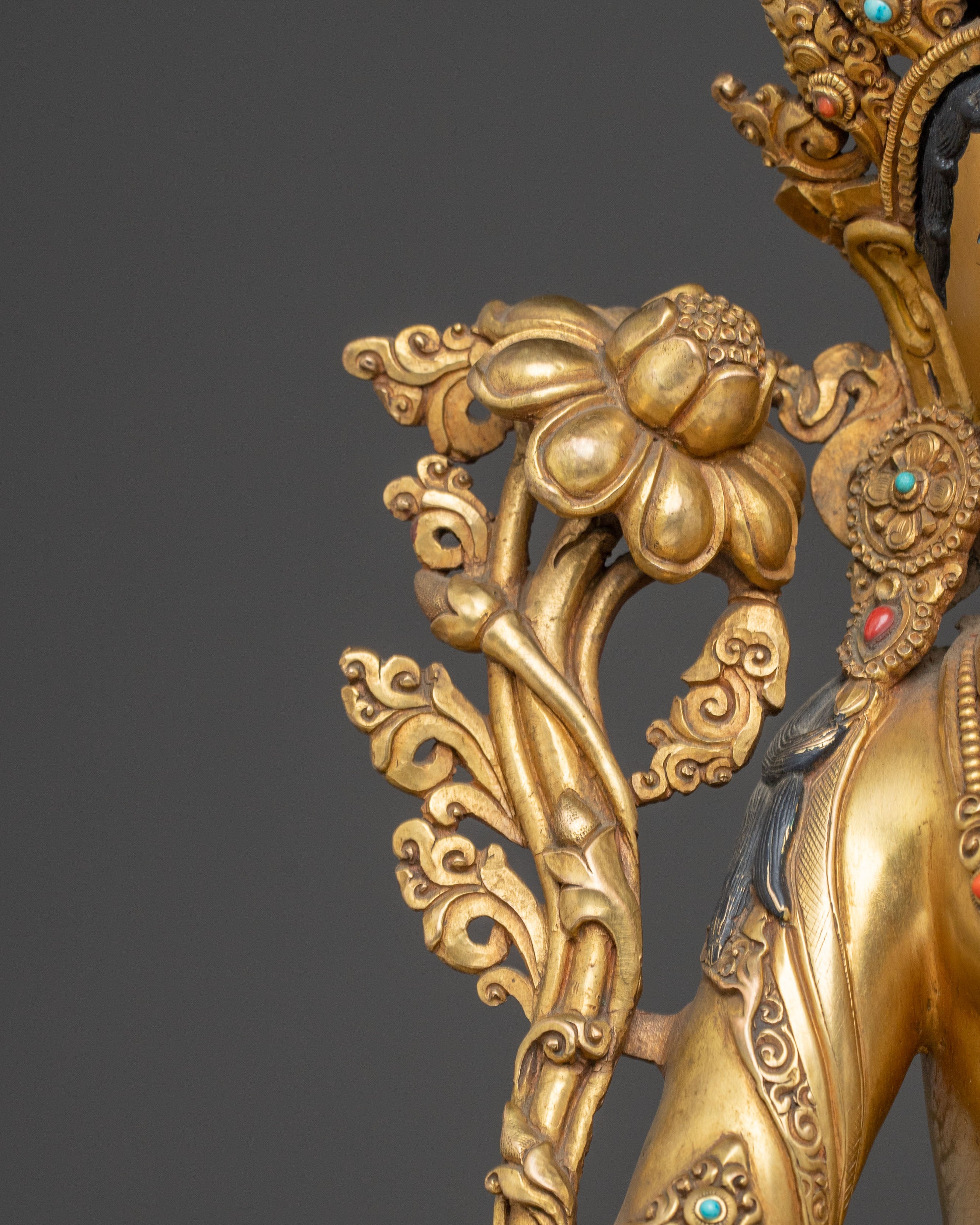 Handcrafted White Tara Statue: Peaceful Bodhisattva Deity of Longevity