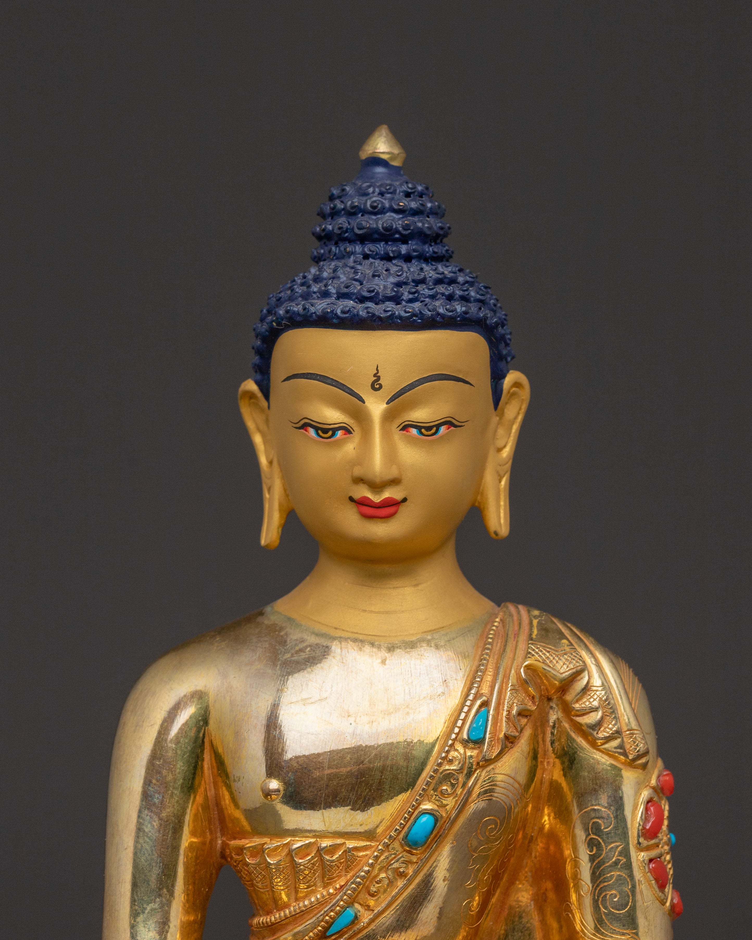 Shakyamuni Buddha Traditional Statue for Altar – 24K Gold Gilded