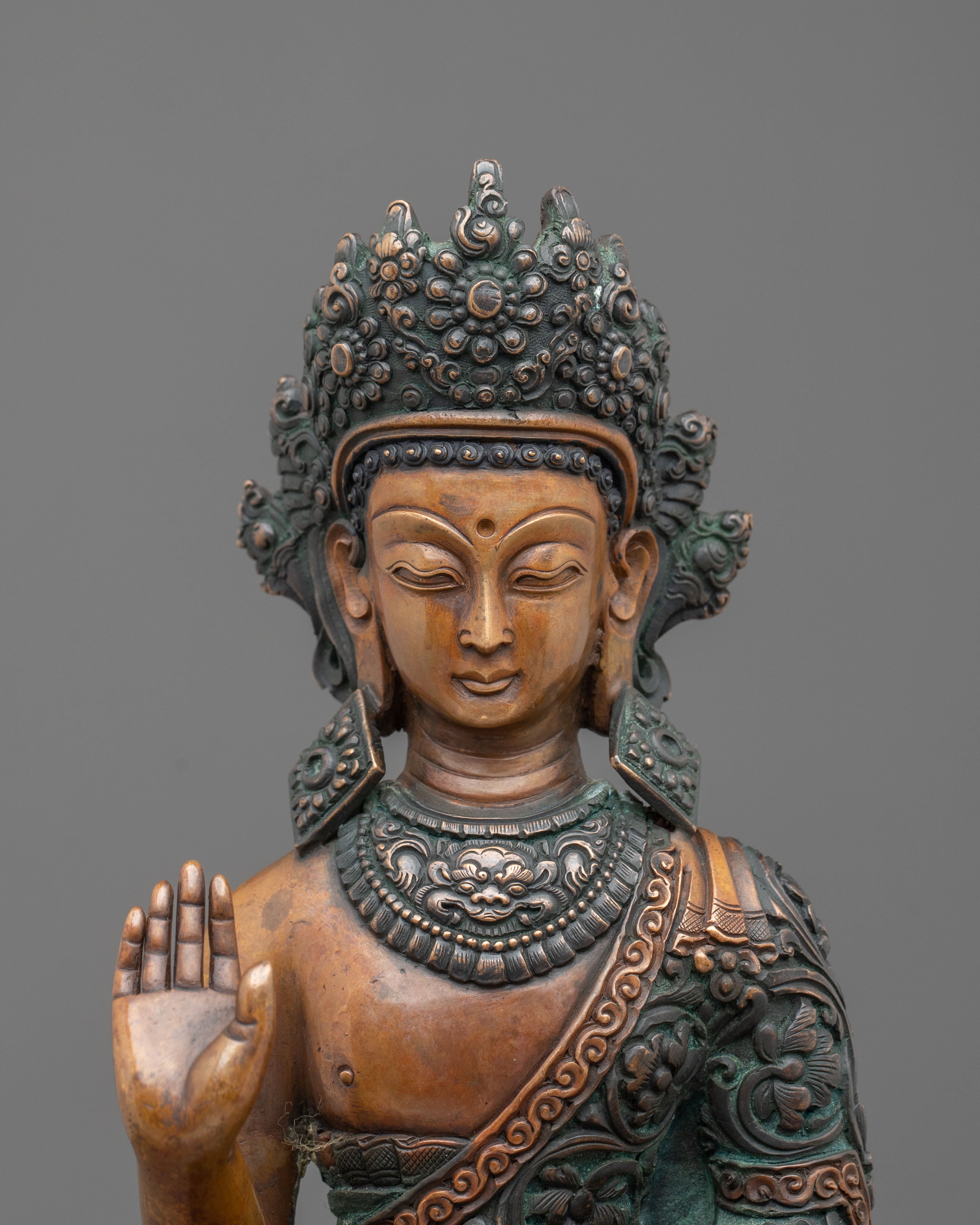 Dipankara Buddha Oxidized Copper Figurine: Symbol of Enlightenment