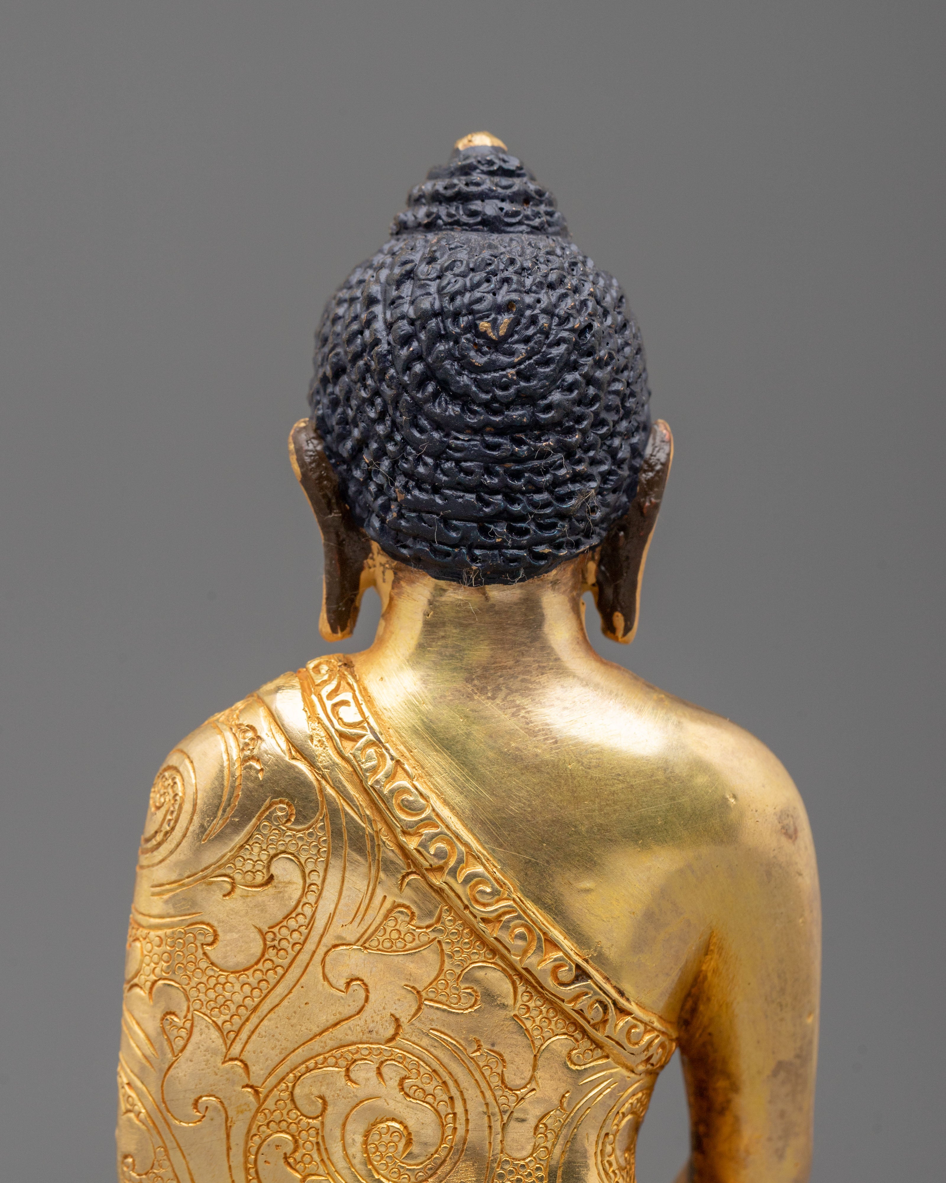 Shakyamuni Buddha Sculpture | 24K Gold Gilded
