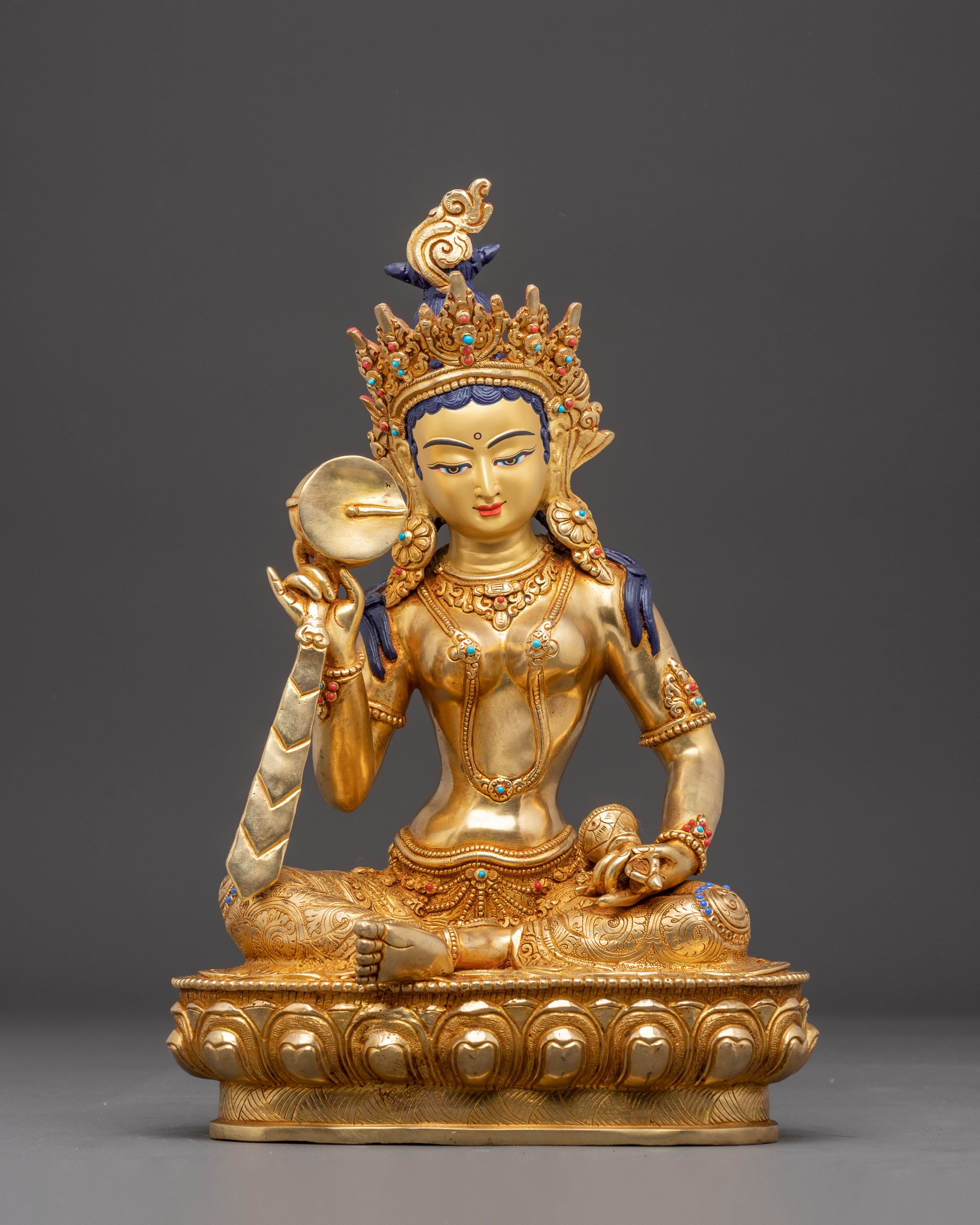 Sitting Machig Labdron Statue: Tibetan Master of Chod