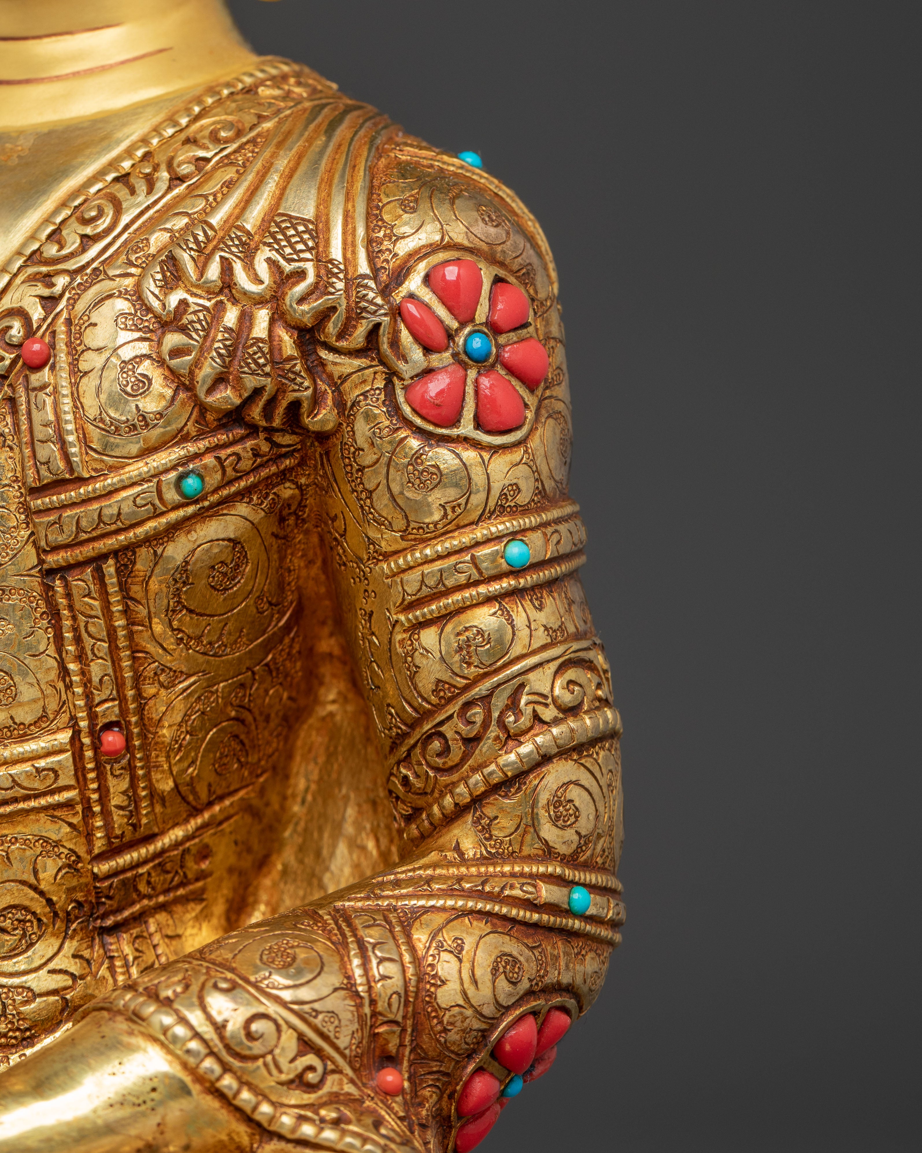 Handcrafted Radiant Sculpture of Buddha Shakyamuni | Himalayan Copper Art