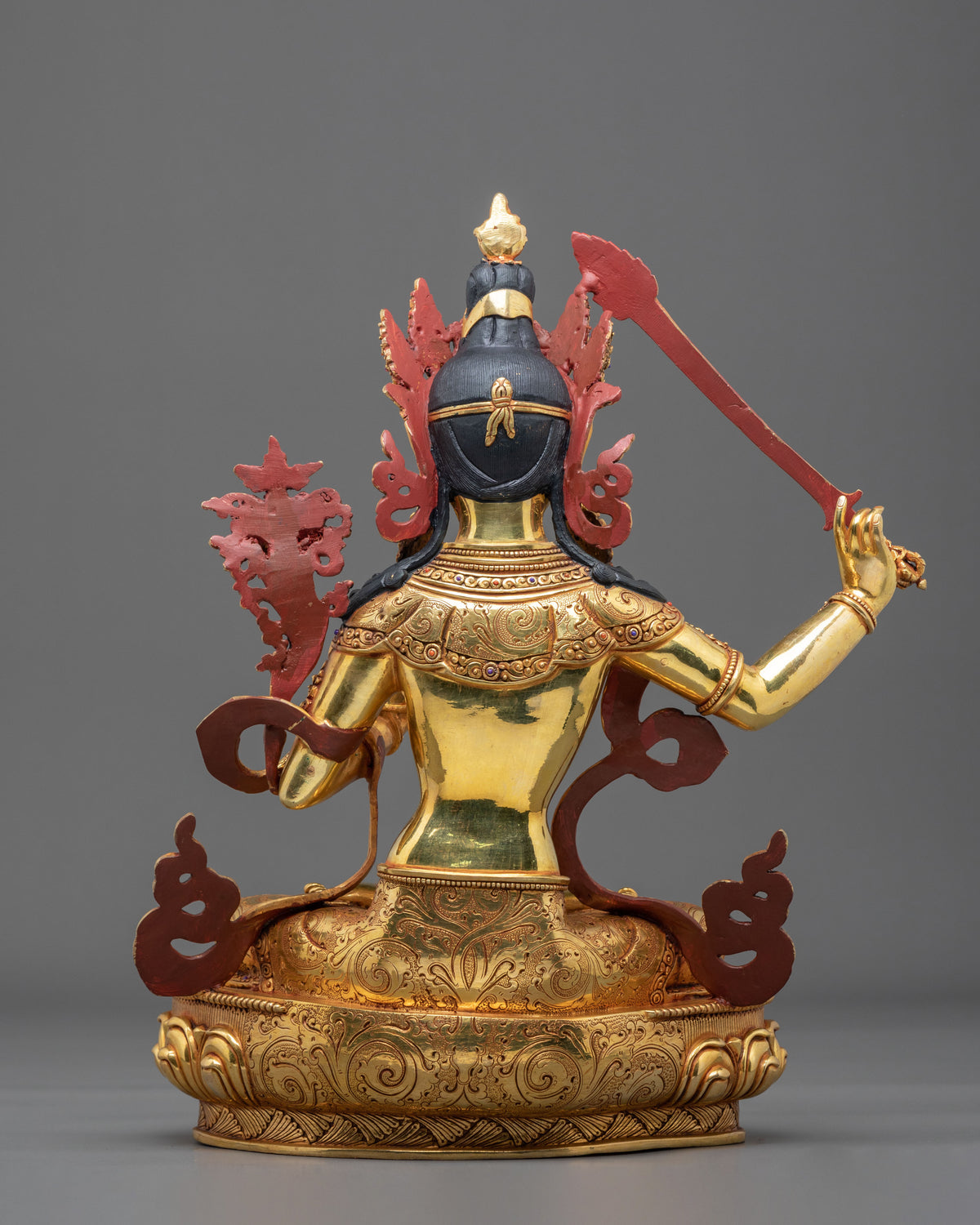 Manjushri 24K Gold Gilded Statue | Meditation Shrine