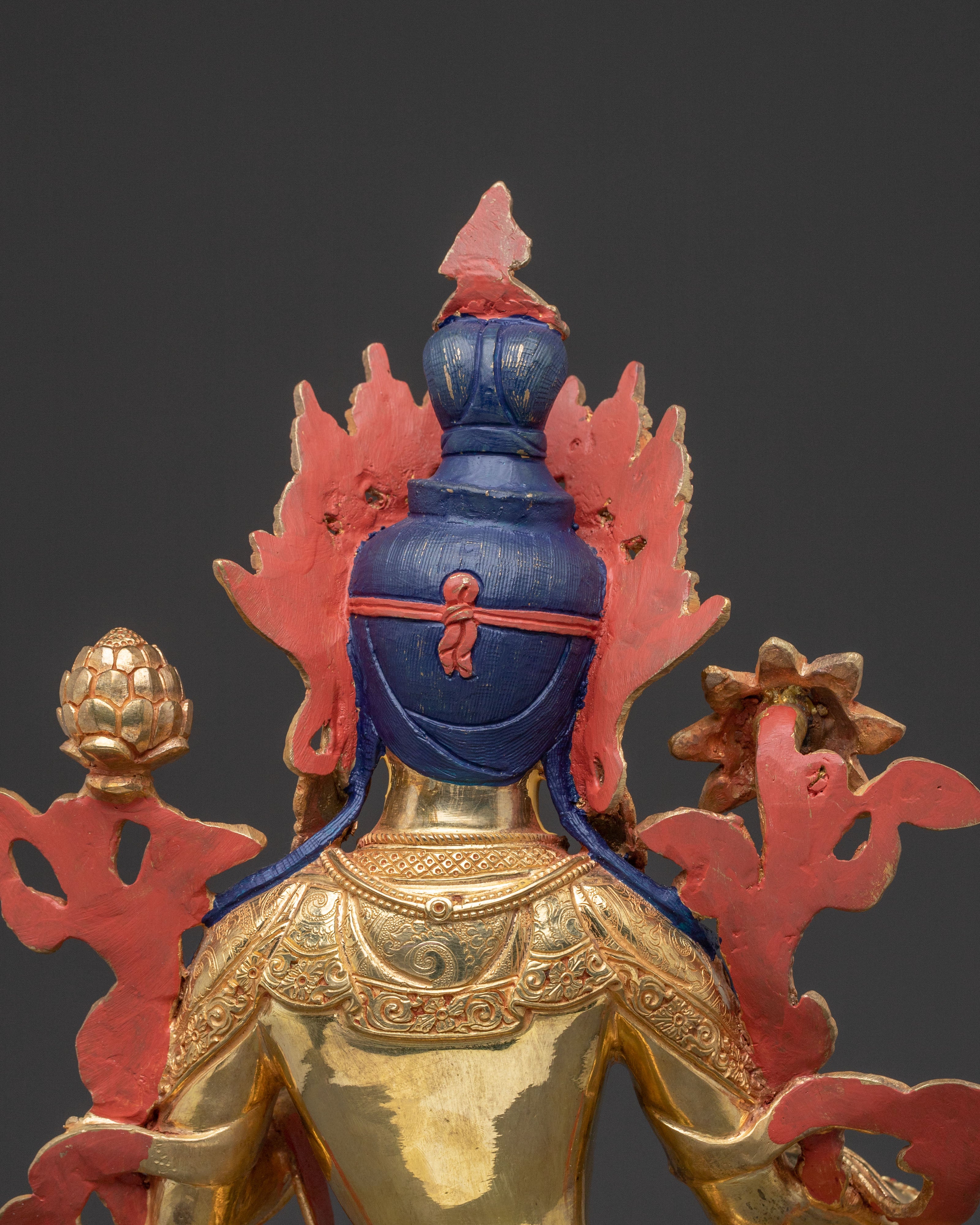 Green Tara Statue: Radiant 24K Gold Gilded Sculpture