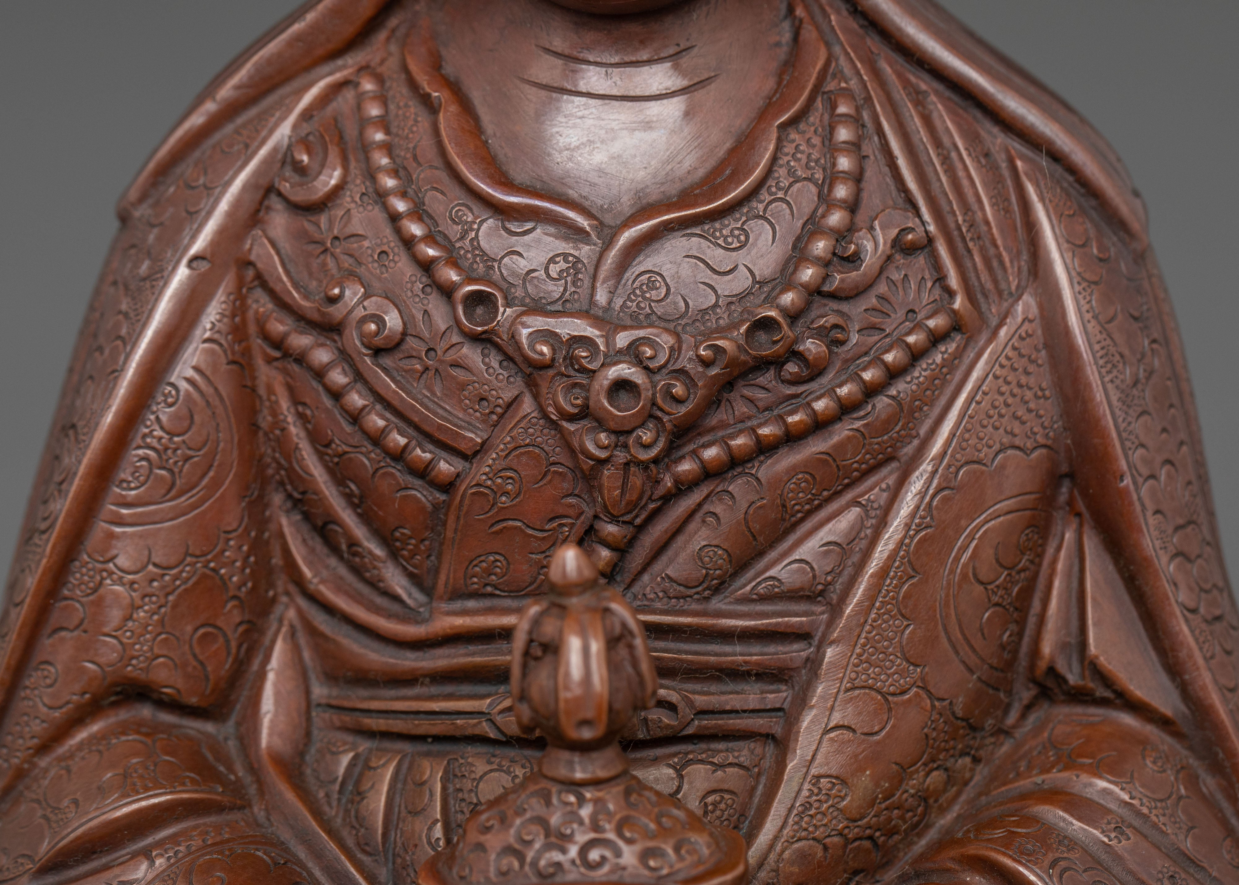 Guru Dewa Chenpo Oxidized Copper Statue for Altars