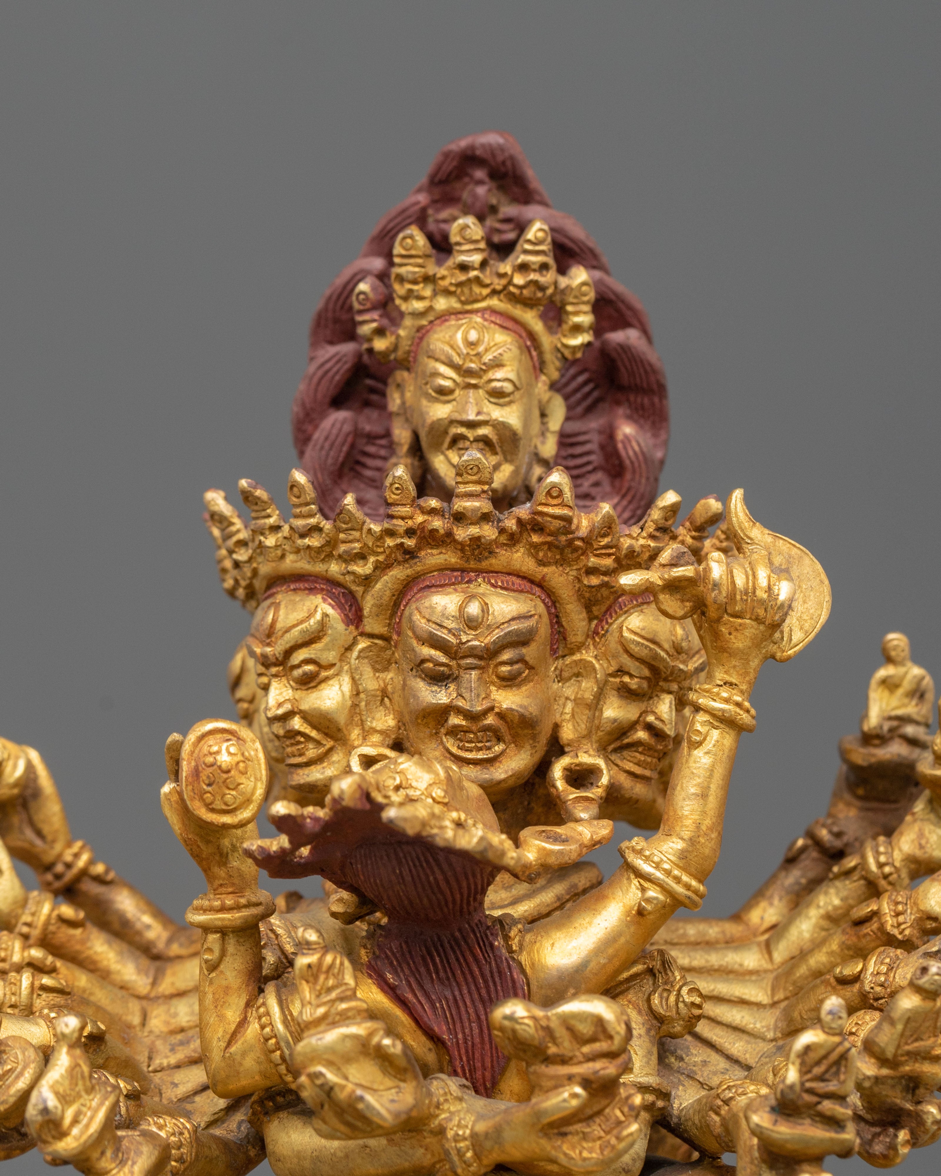 Buddhist Protector Hevajra Statue – 24K Gold Gilded Copper