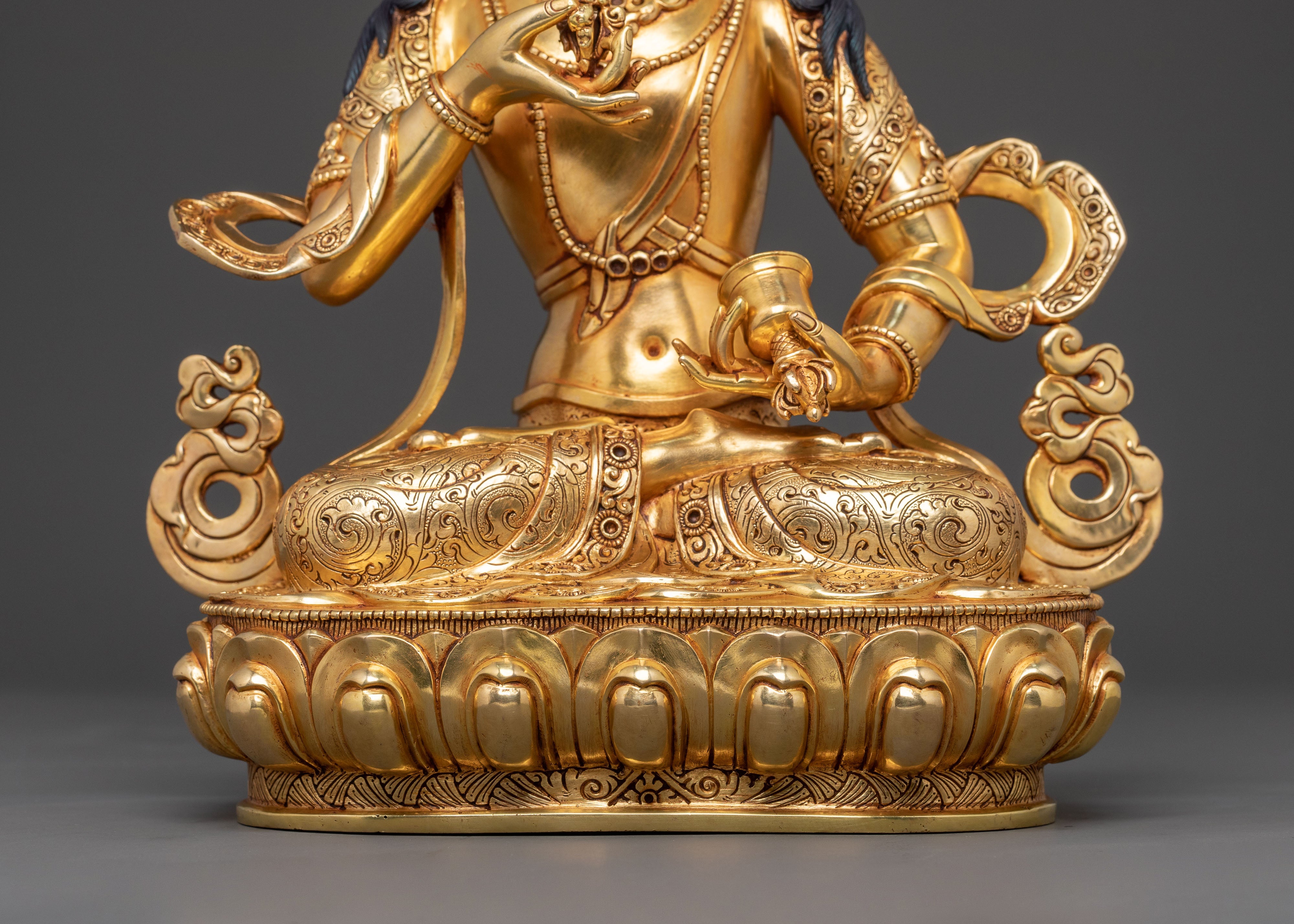 Handcrafted Vajrasattva Purification Deity Statue with 24K Gold Gilding