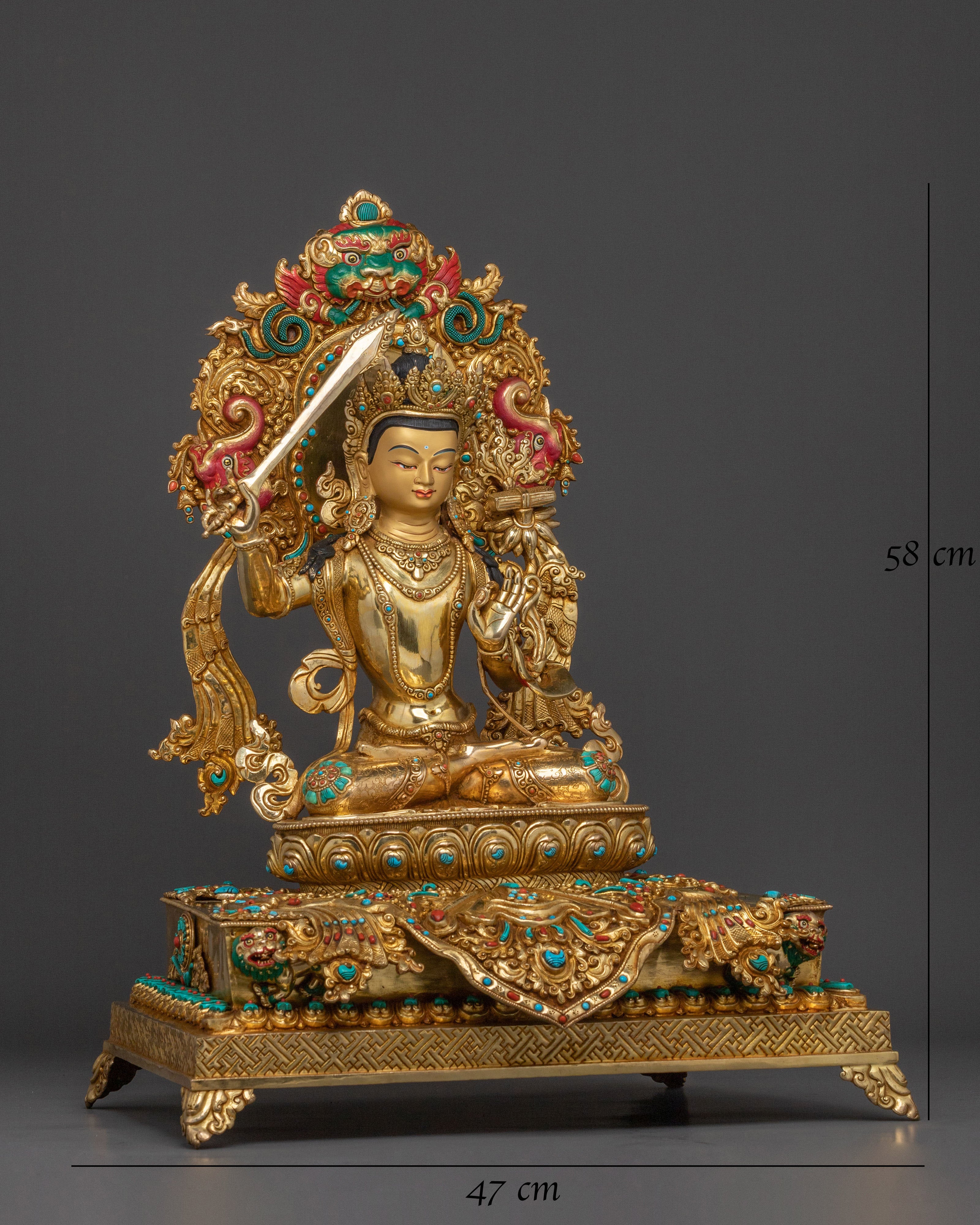 Manjushri Statue On Throne | Bodhisattva of Wisdom