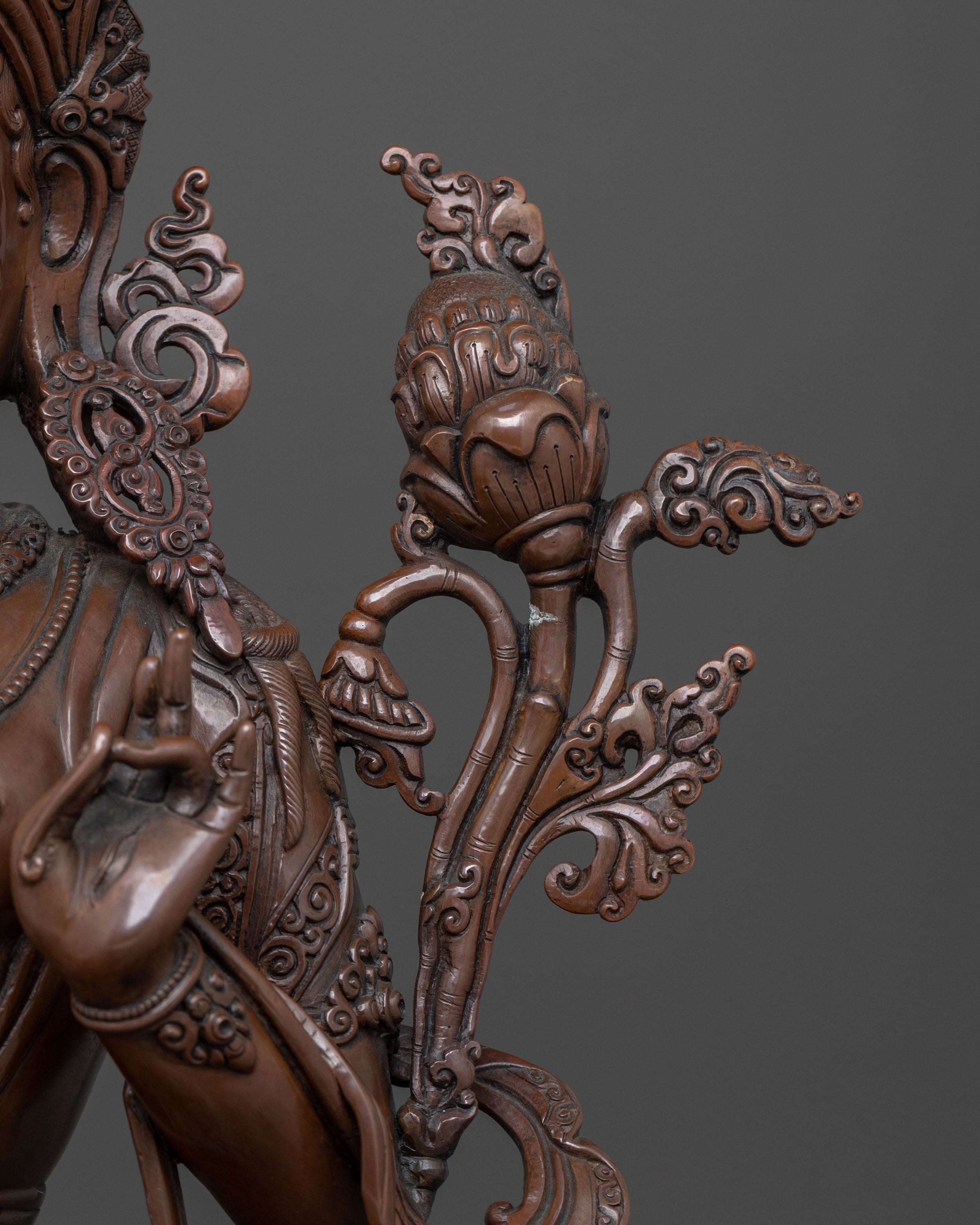Goddess White Tara Statue | Oxidized Copper Figurine