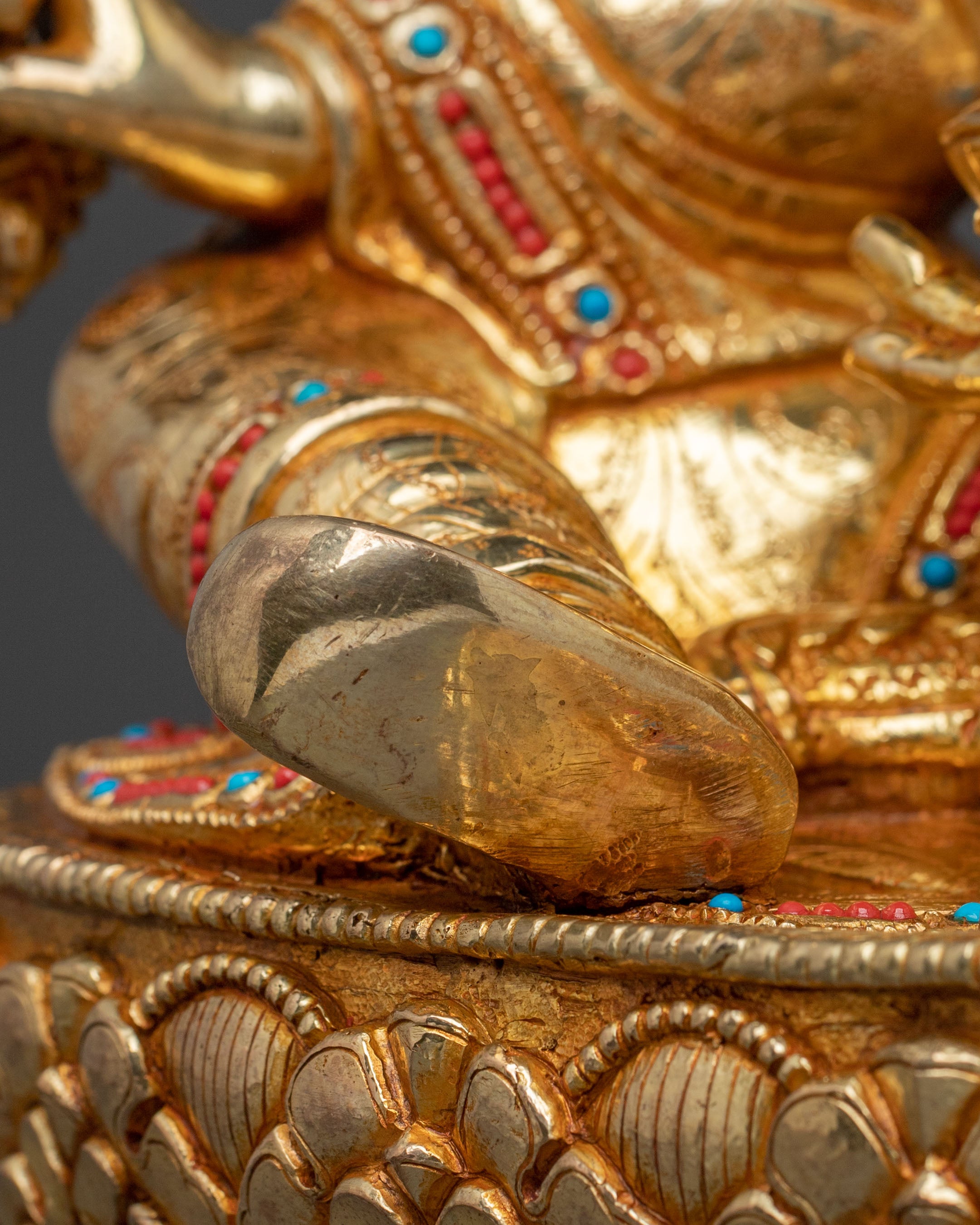 Guru Rinpoche Tibetan Figurine | 24K Gold Gilded Statue