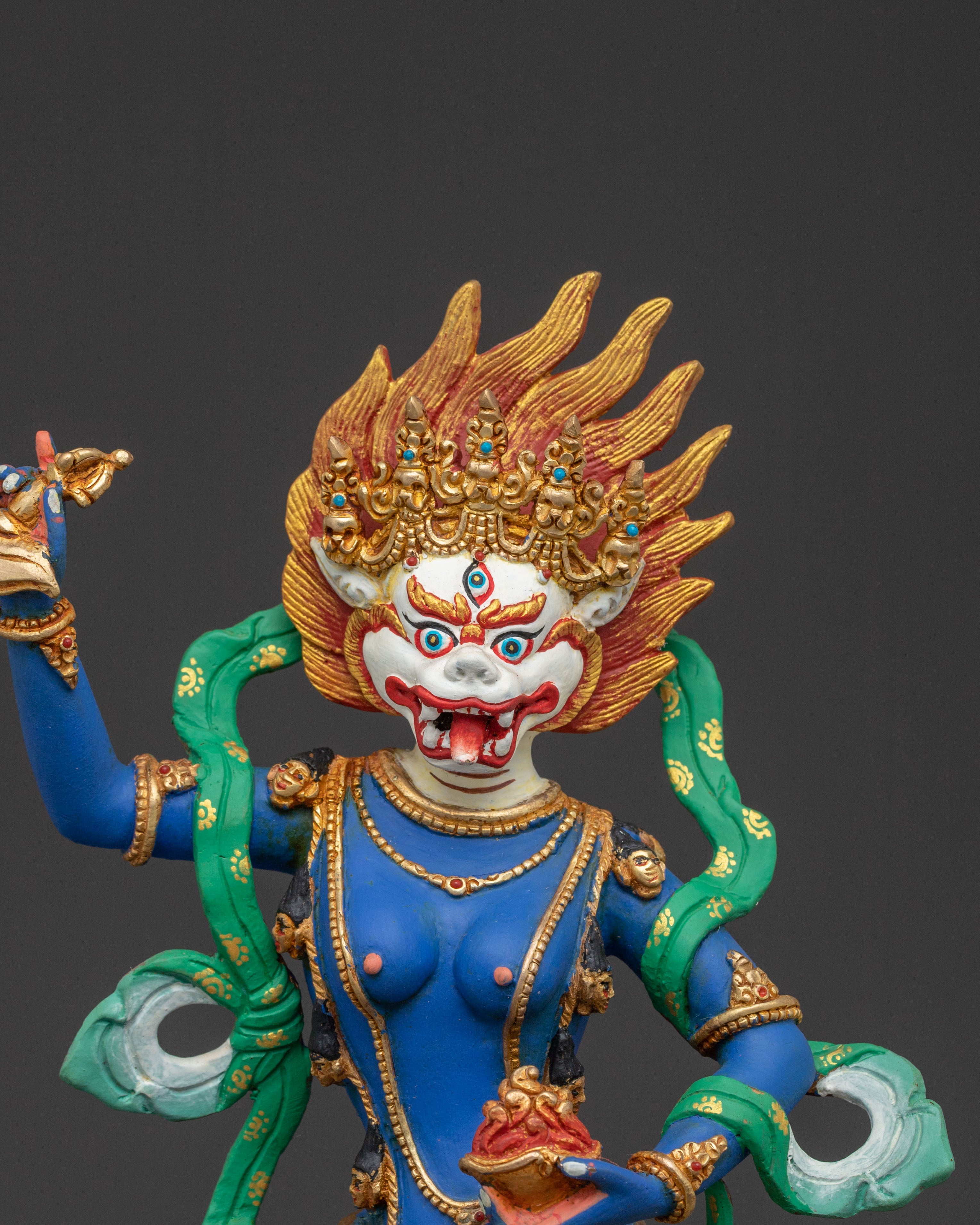 24K Gold Gilded Shima Mukha Statue | Radiant Wisdom
