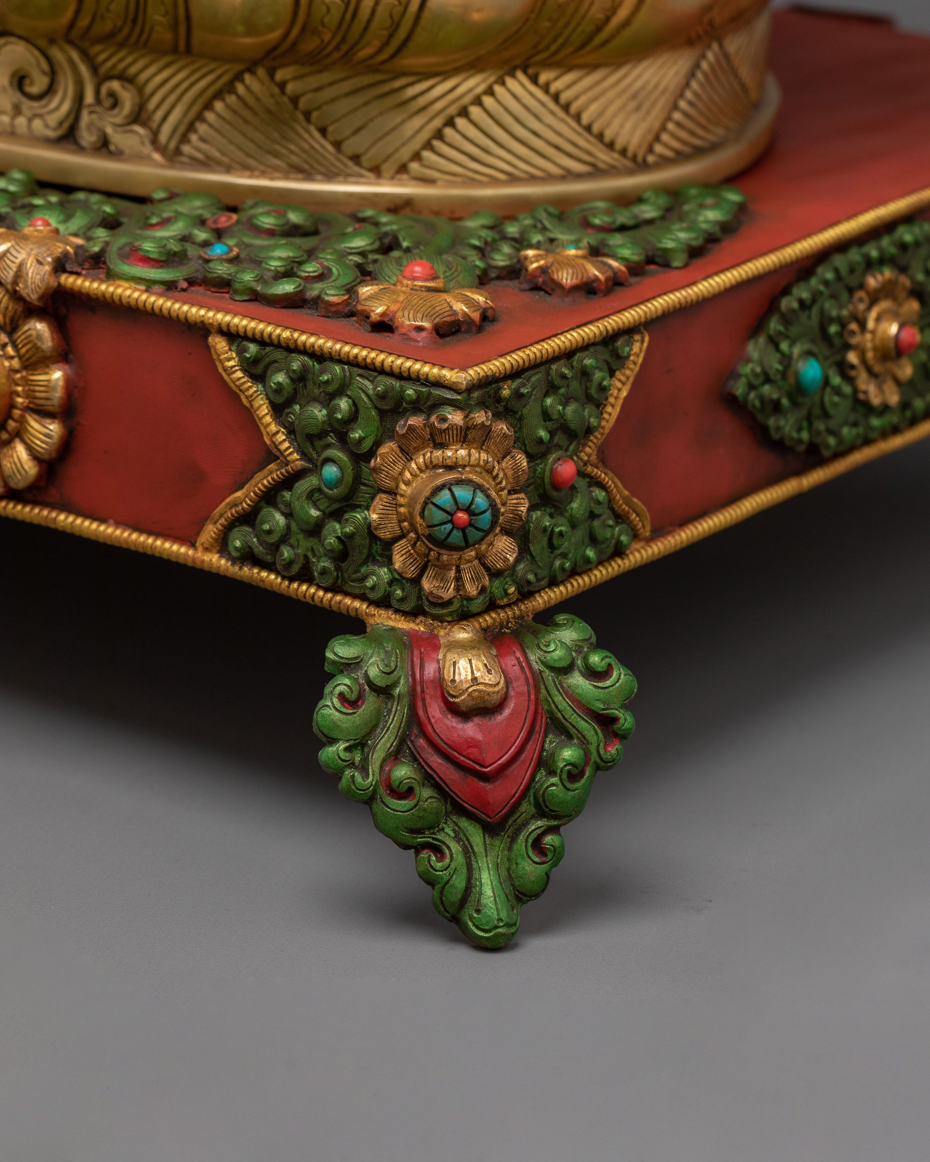 Dzambhala Statue on a Throne | Fire Gold Gilded Figurine