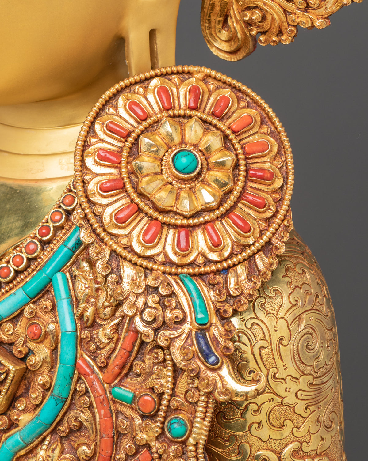 Crown Shakyamuni Buddha Figurine | 24K Gold-Gilded Buddha Statue