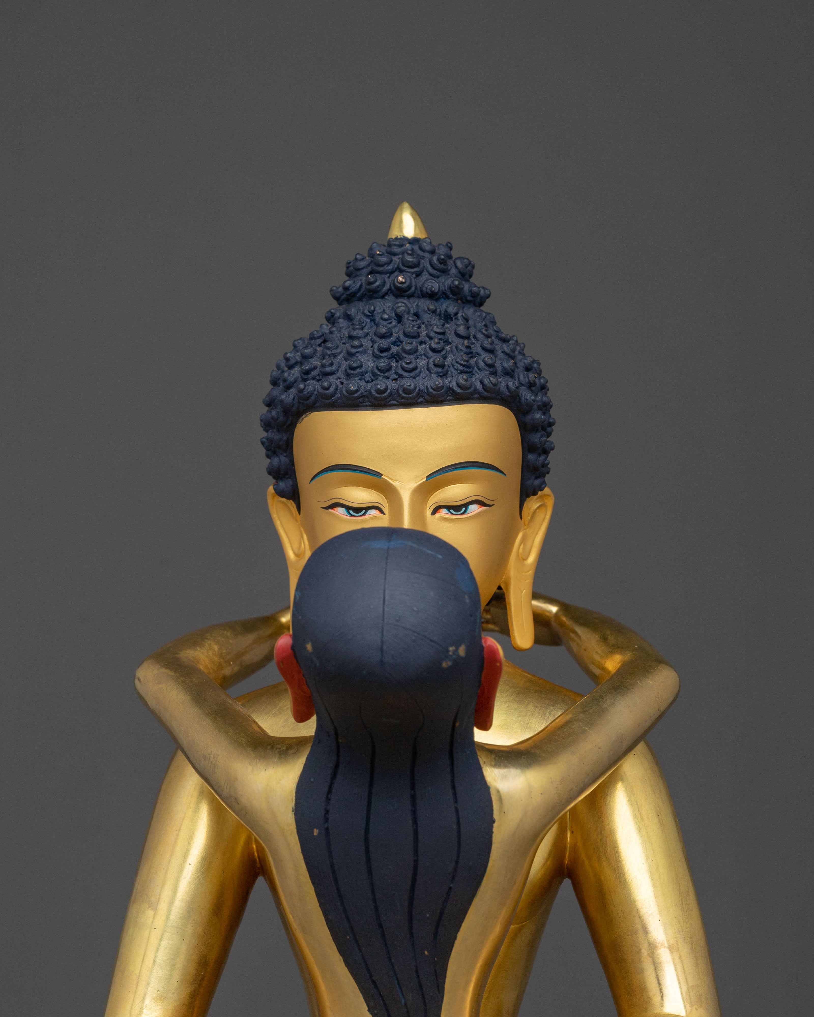 Samantabhadra with Consort Handmade Golden Statue: 24K Gold Gilded