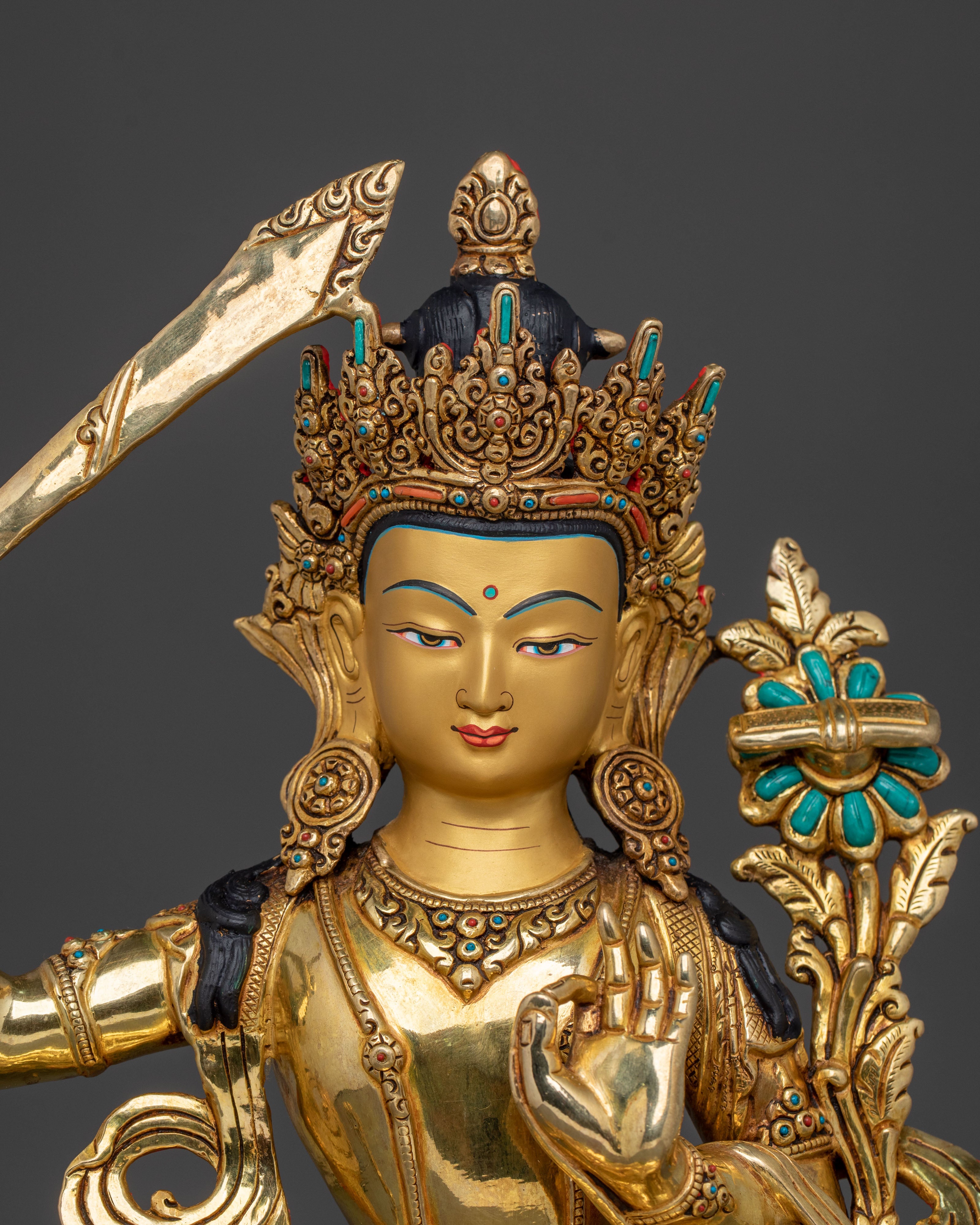 Handcrafted Himalayan Manjushri Statue | Wisdom Deity Sculpture