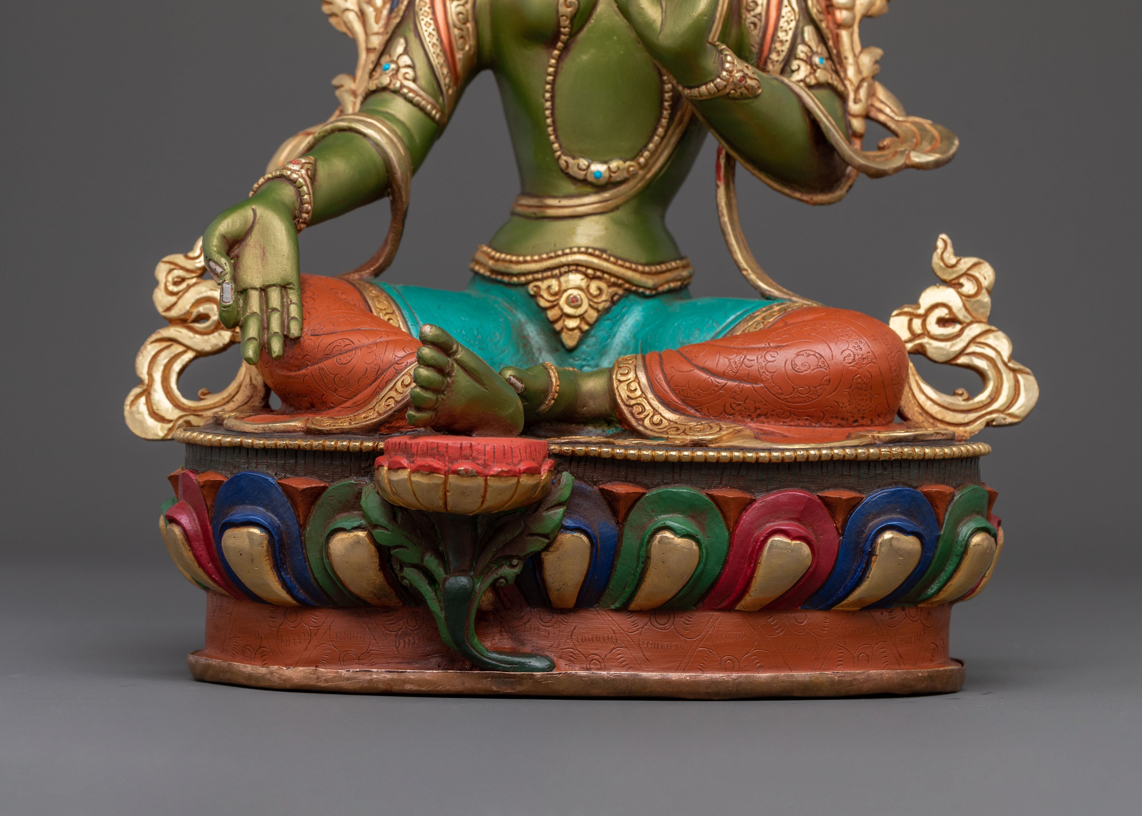 Handcrafted Green Tara Statue | Buddhist Icon