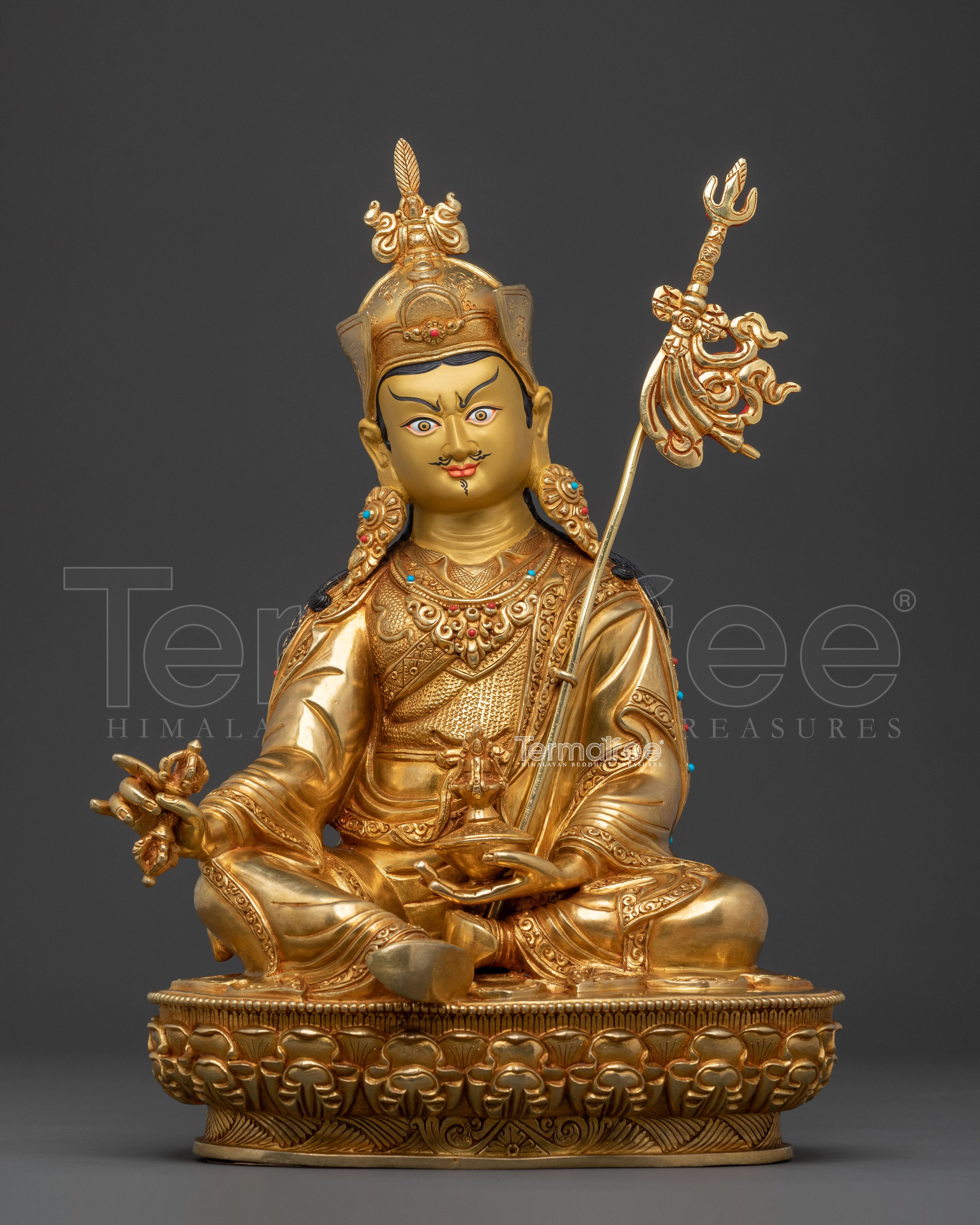Guru Rinpoche Buddhist Teacher Statue | Tibetan Altar Decor