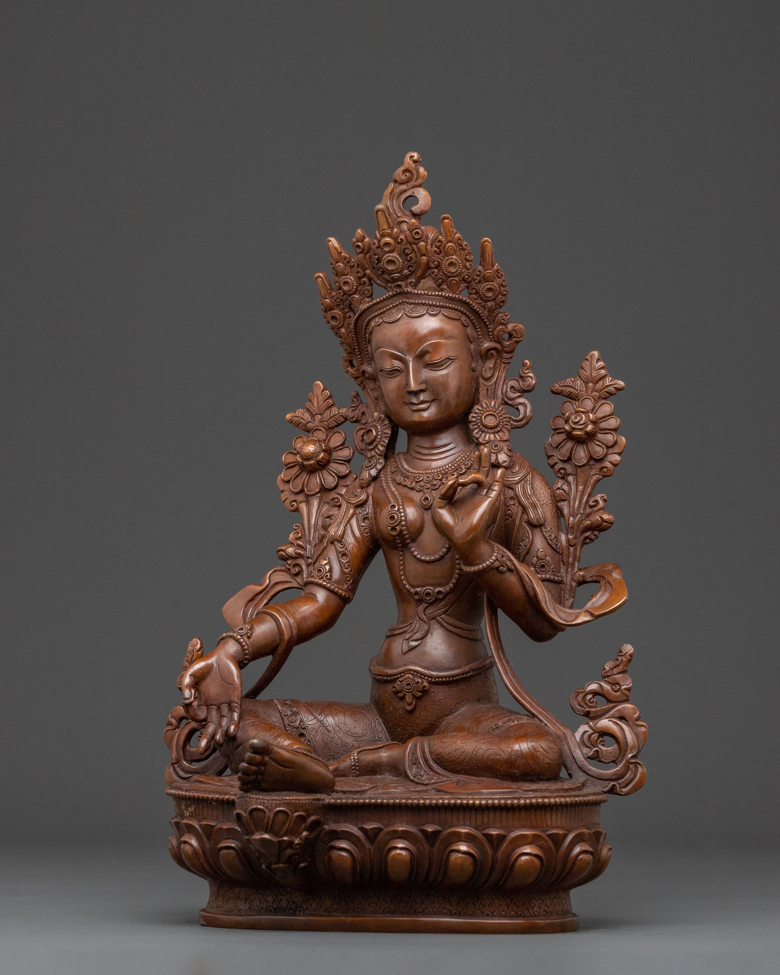 Green Tara Sacred Copper Statue – Himalayan Handcraft