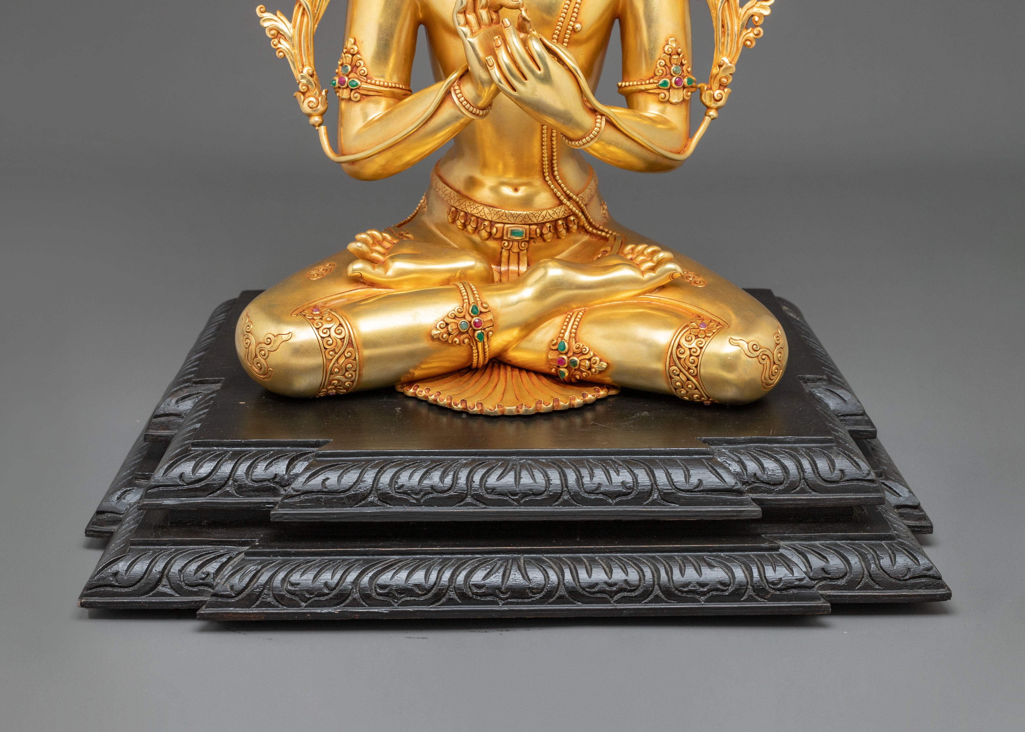 Tikshna Manjushri 24K Gold Gilded Statue | Made in Nepal