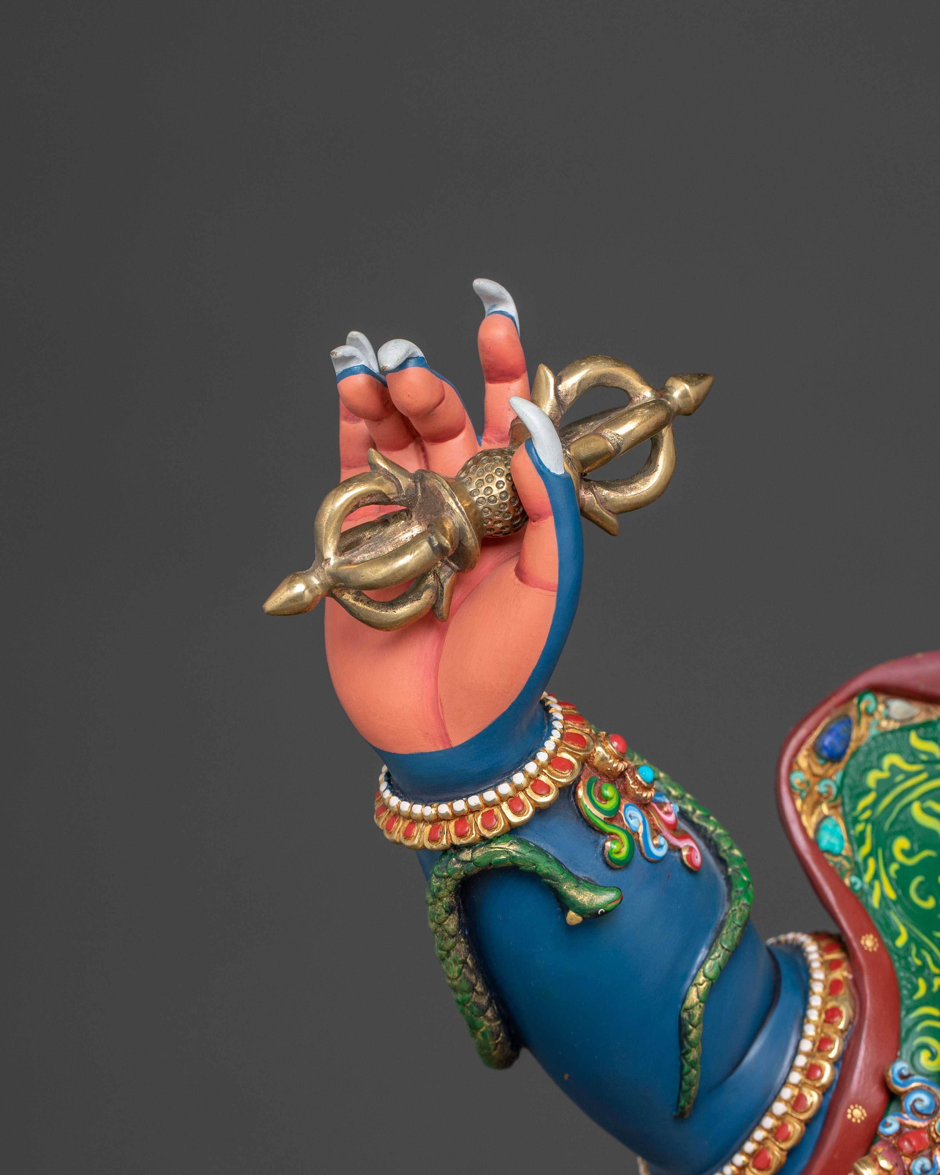 Golden Vajrapani Blessing Statue: Gilded Majesty from Nepal