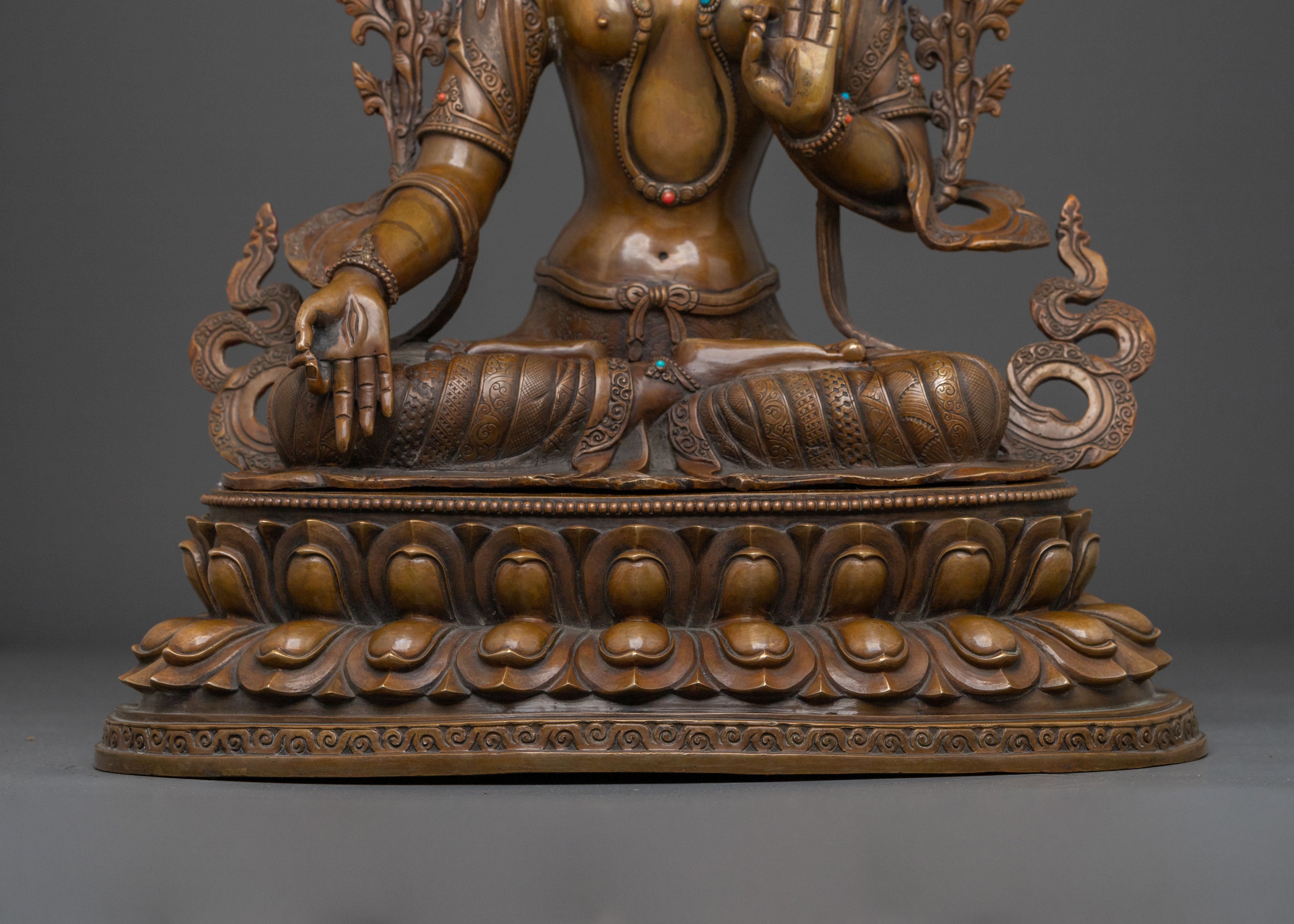 Guardian White Tara Spiritual Statue | Oxidized Copper Art