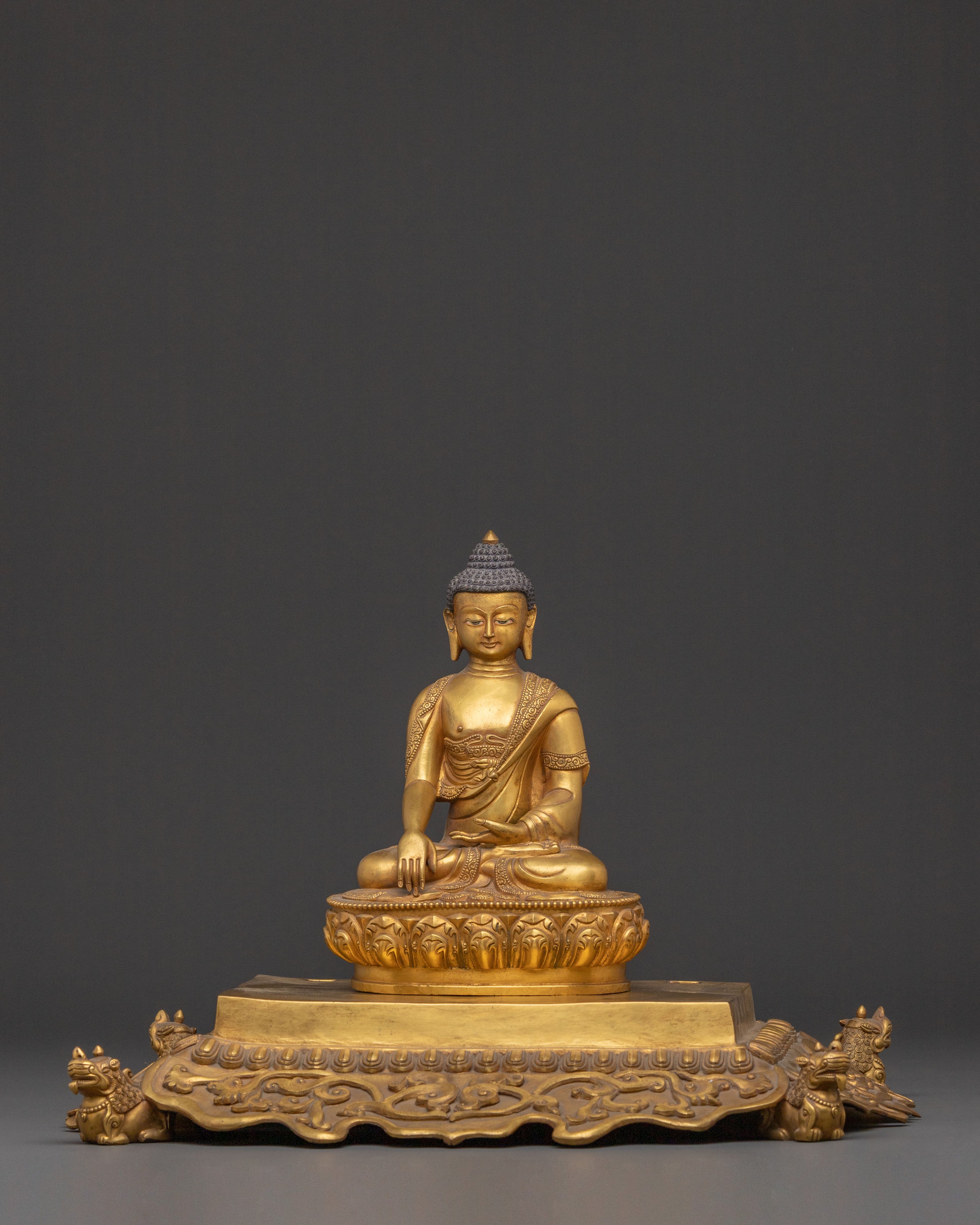 Shakyamuni Buddha Statue on Throne | Spiritual Figure