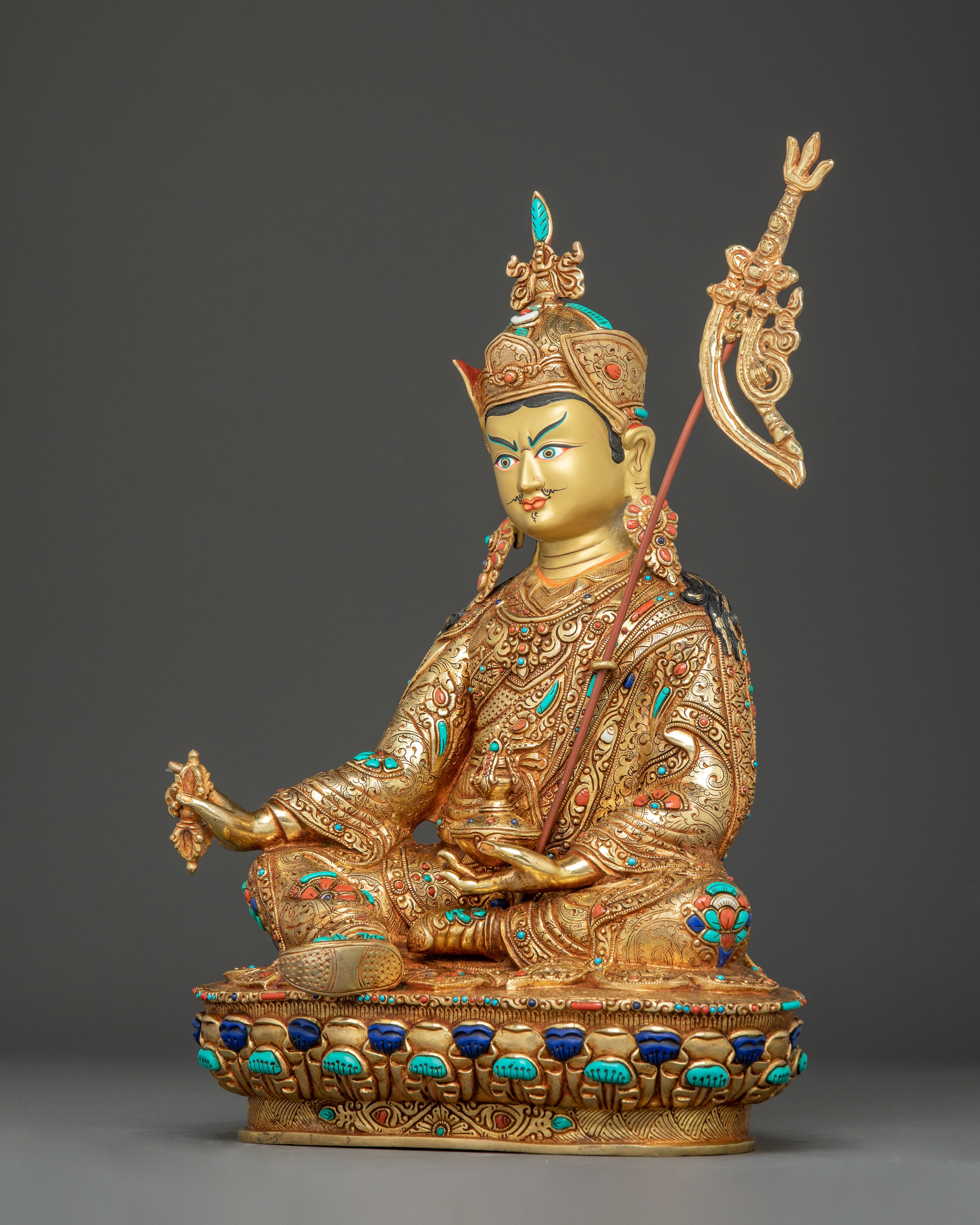 Lotus-Born Golden Statue of Guru Rinpoche | The Tantric Master