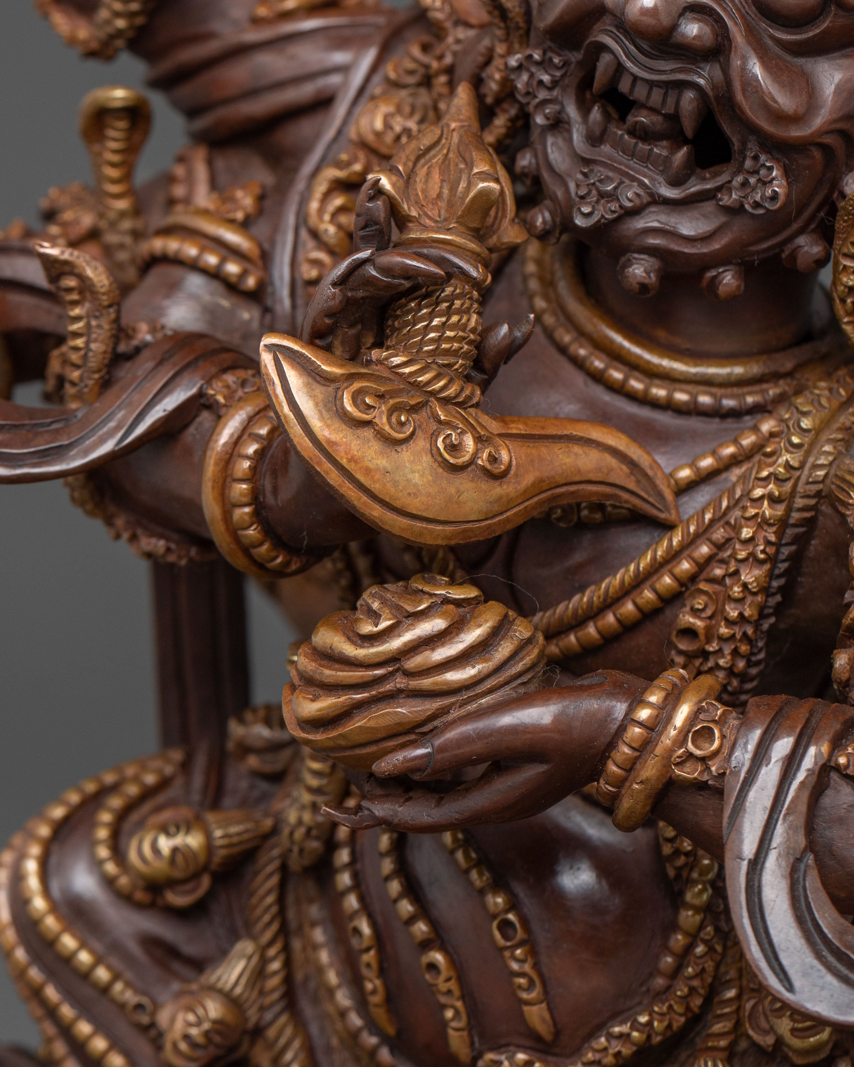 Six-Armed Mahakala Copper Statue | Guardian Figure