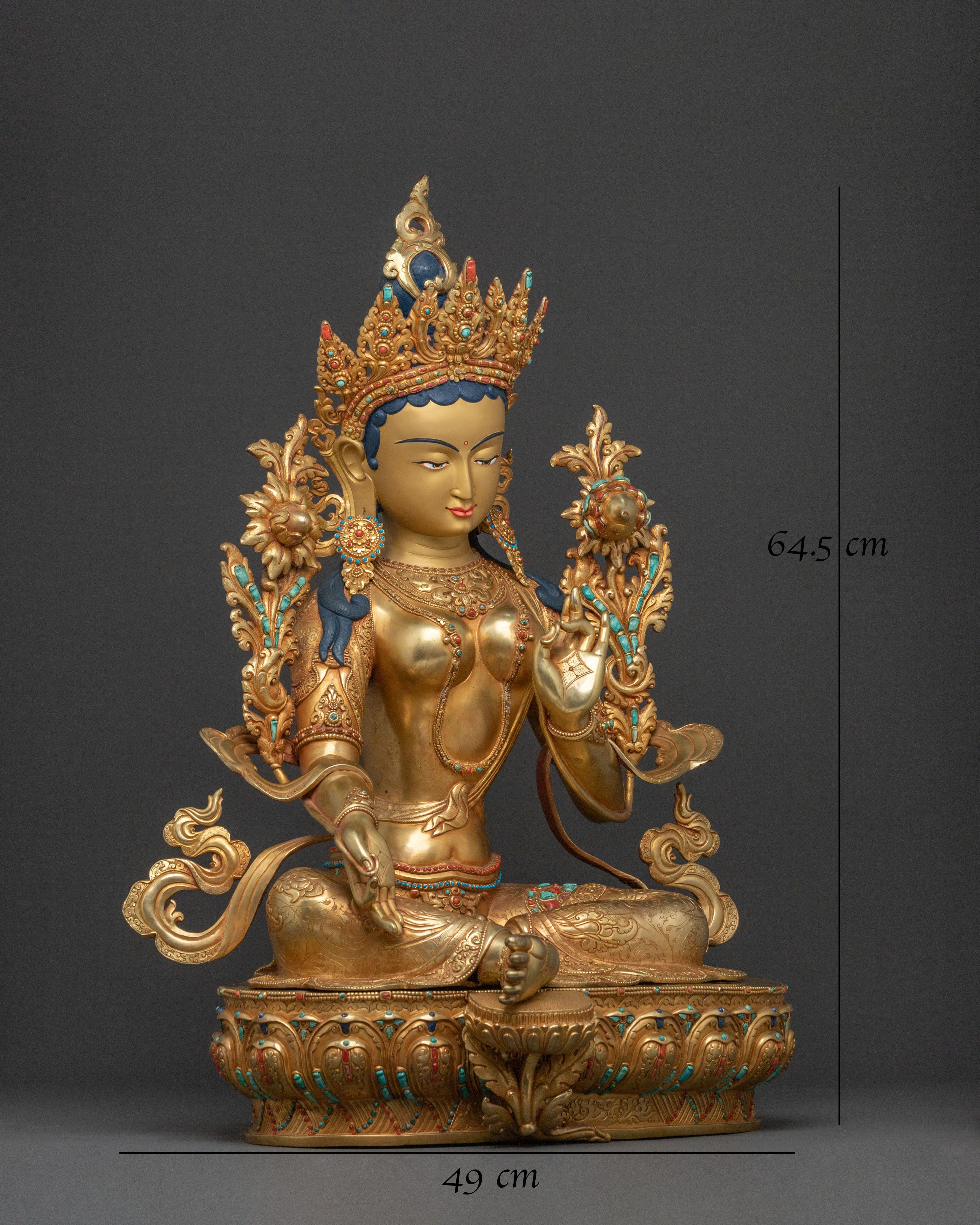 Handcrafted Green Tara Sacred Sculpture | Goddess of Compassion